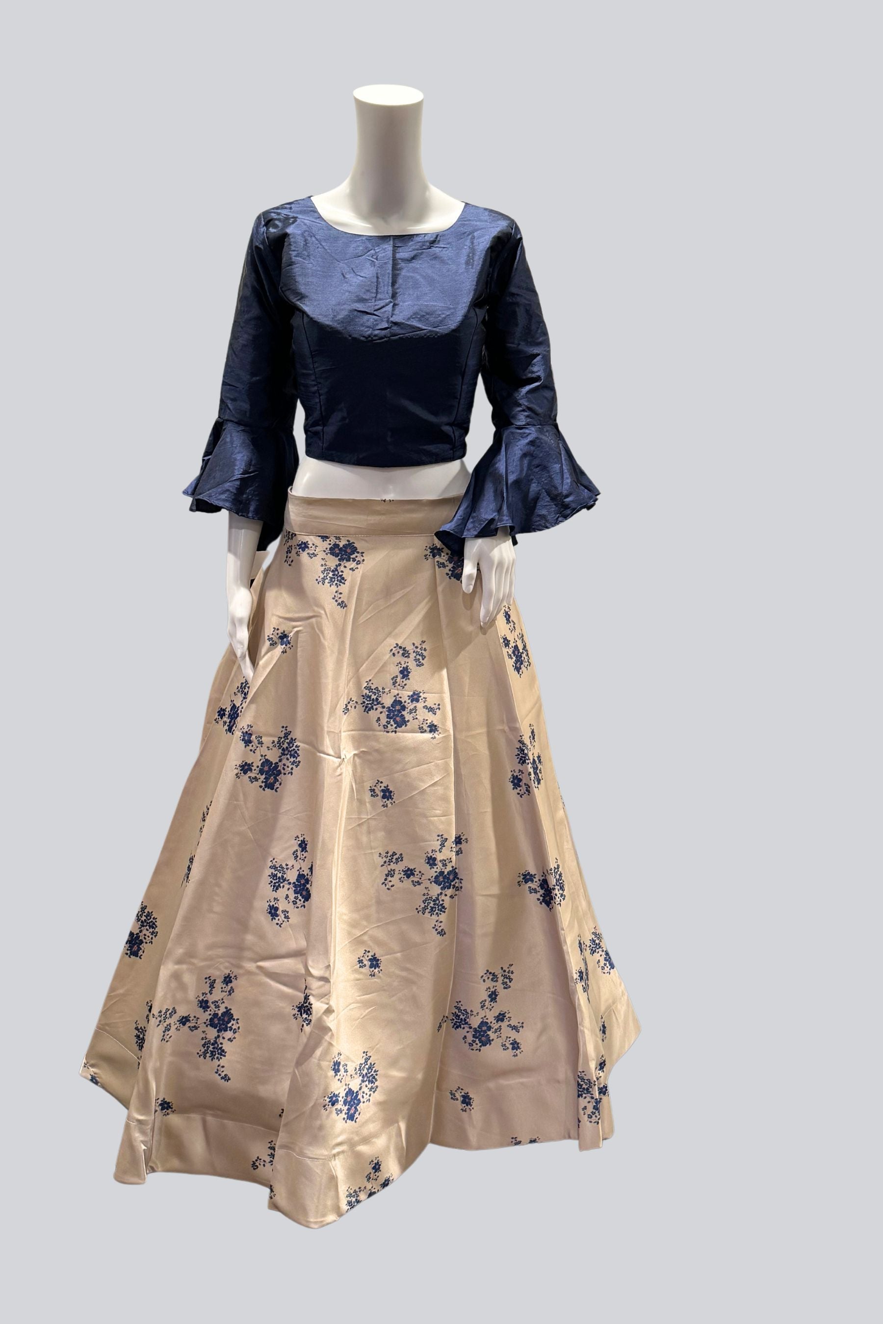 Stunning Canvas-Stitched Taffeta Silk Lehenga with Crop Top