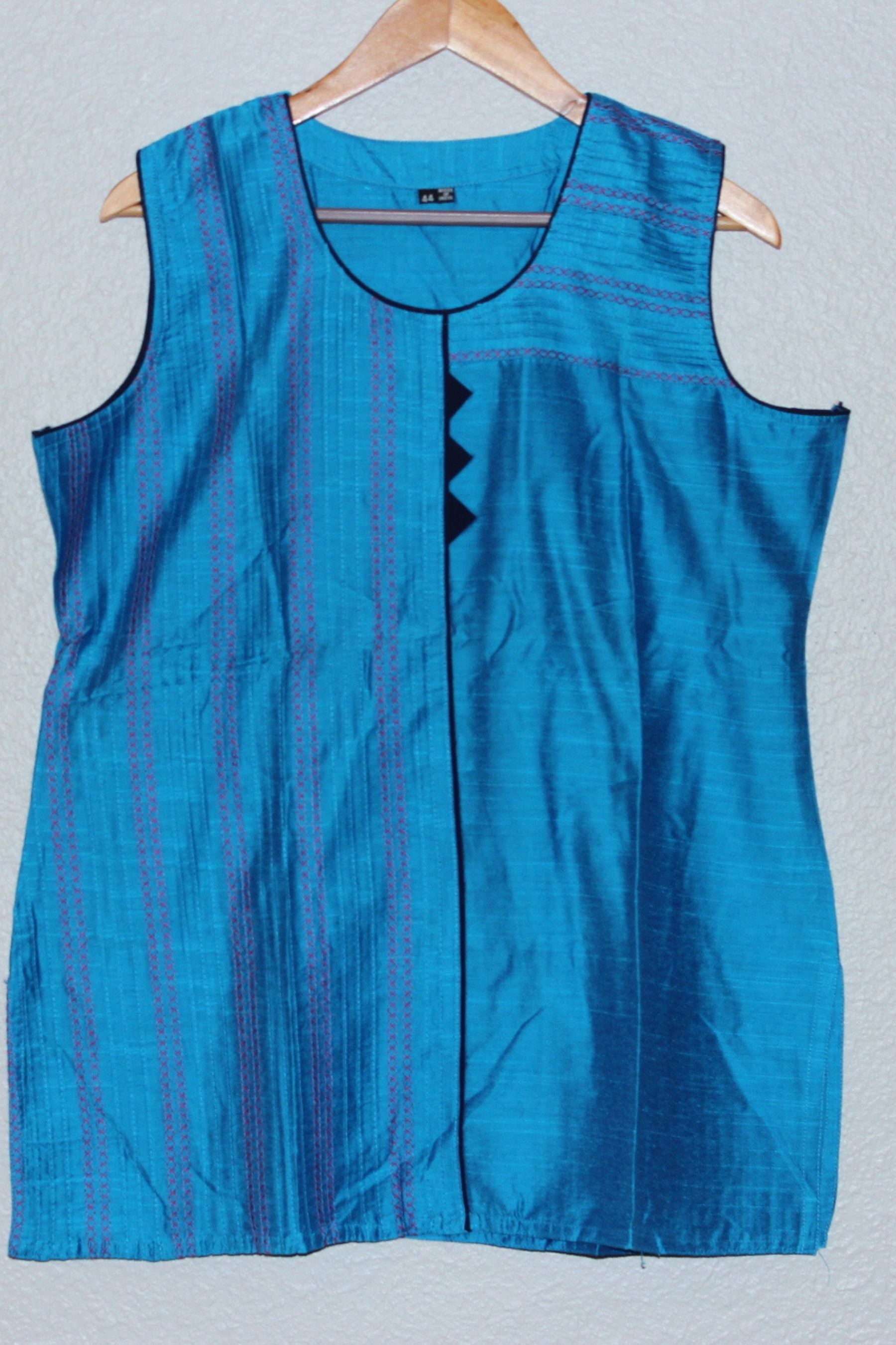 Dual Tone Elegance: 28" Silk Cotton Kurti by JCSFashions KURTI JCS Fashions Blue XX-Large (44)