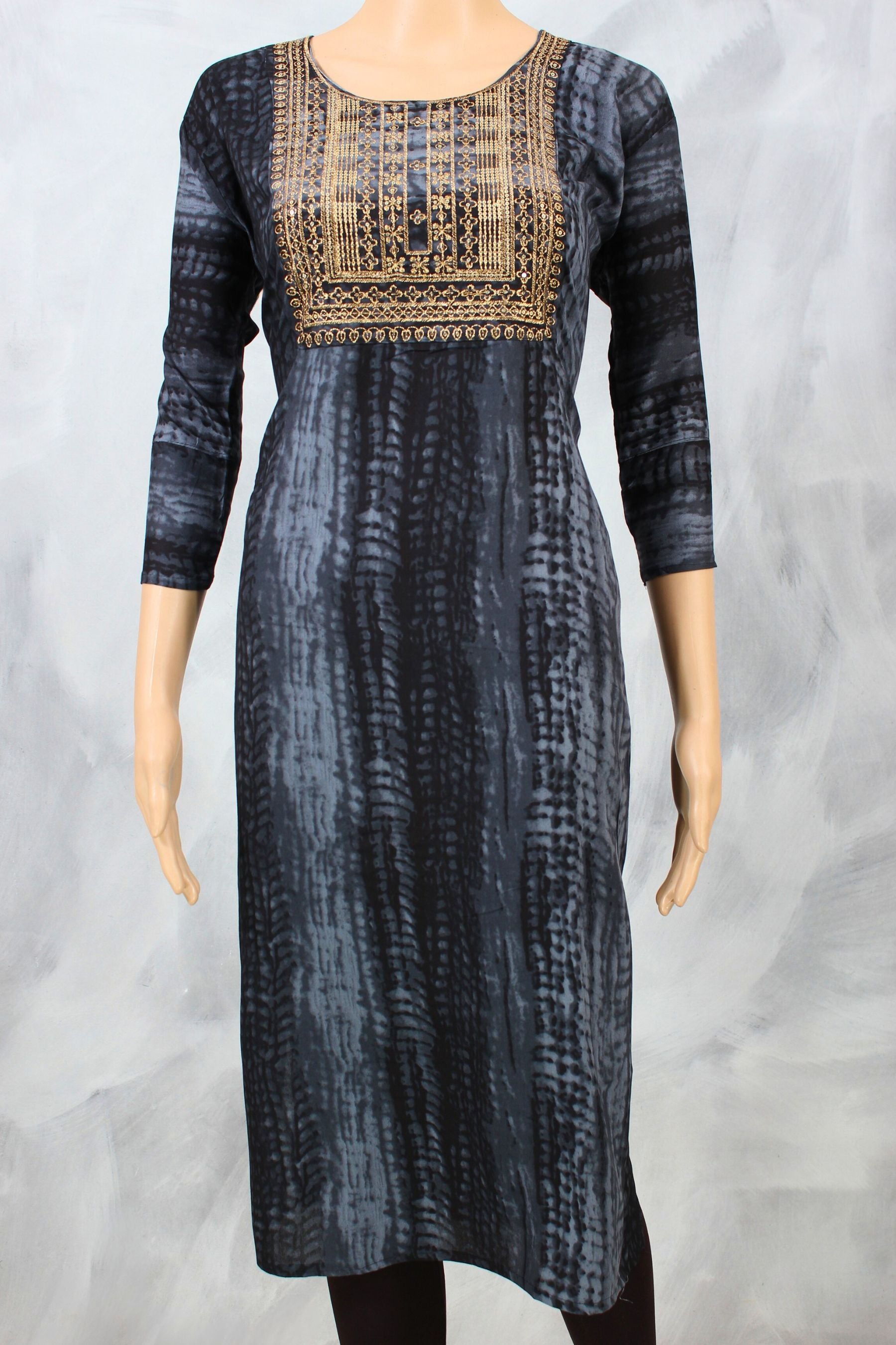 Graceful Rayon Kurti with Handcrafted Sequin and Zari Embroidery KURTI JCS Fashions Dark Grey Large (40)