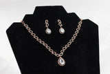 Rose Gold Stone Jewelry Set:  Necklace & 1.2" Earrings by JCSFashions