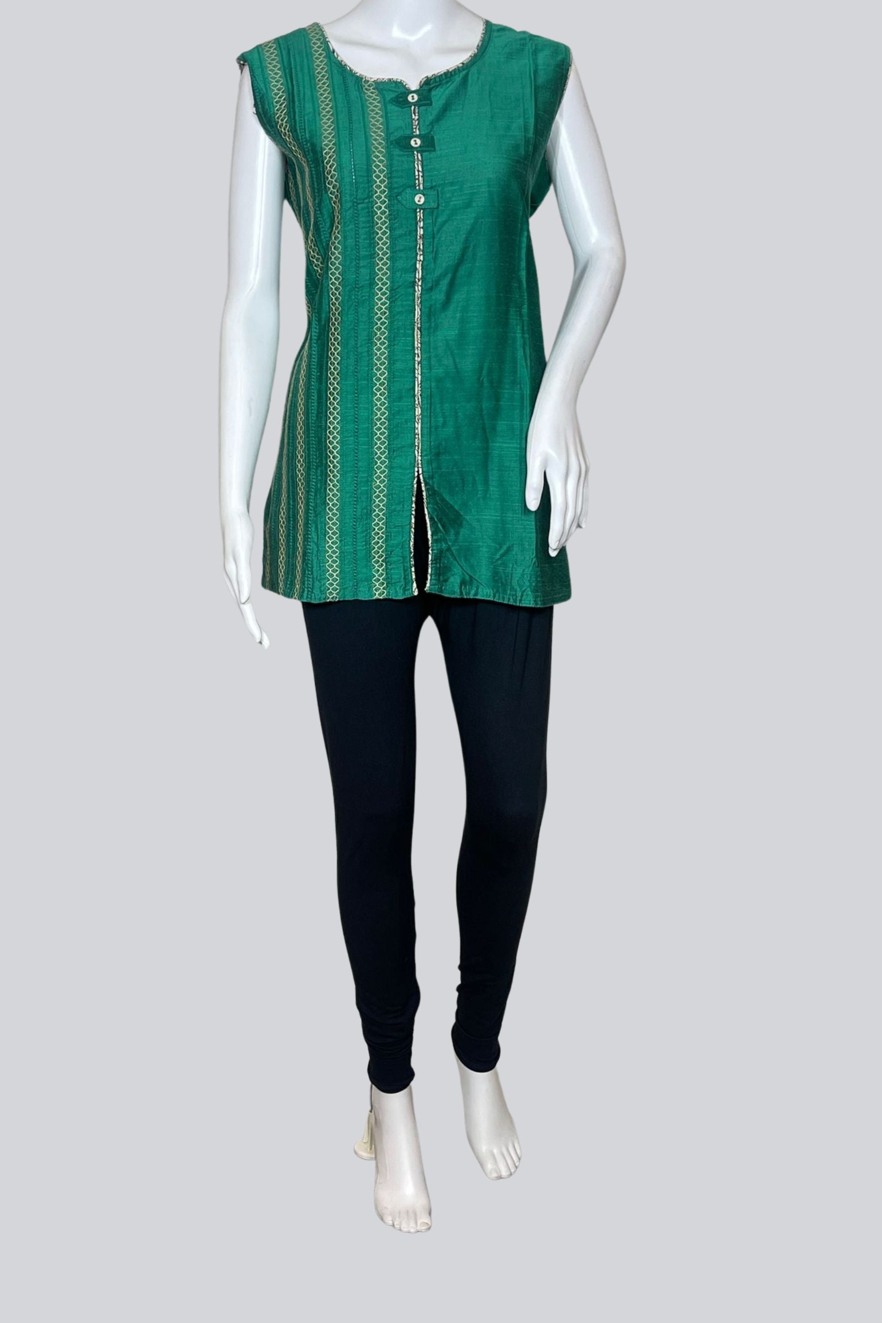 Chic 28" Silk Cotton Kurti: Effortless Style from JCS Fashions KURTI JCS Fashions Green XX-Large (44)