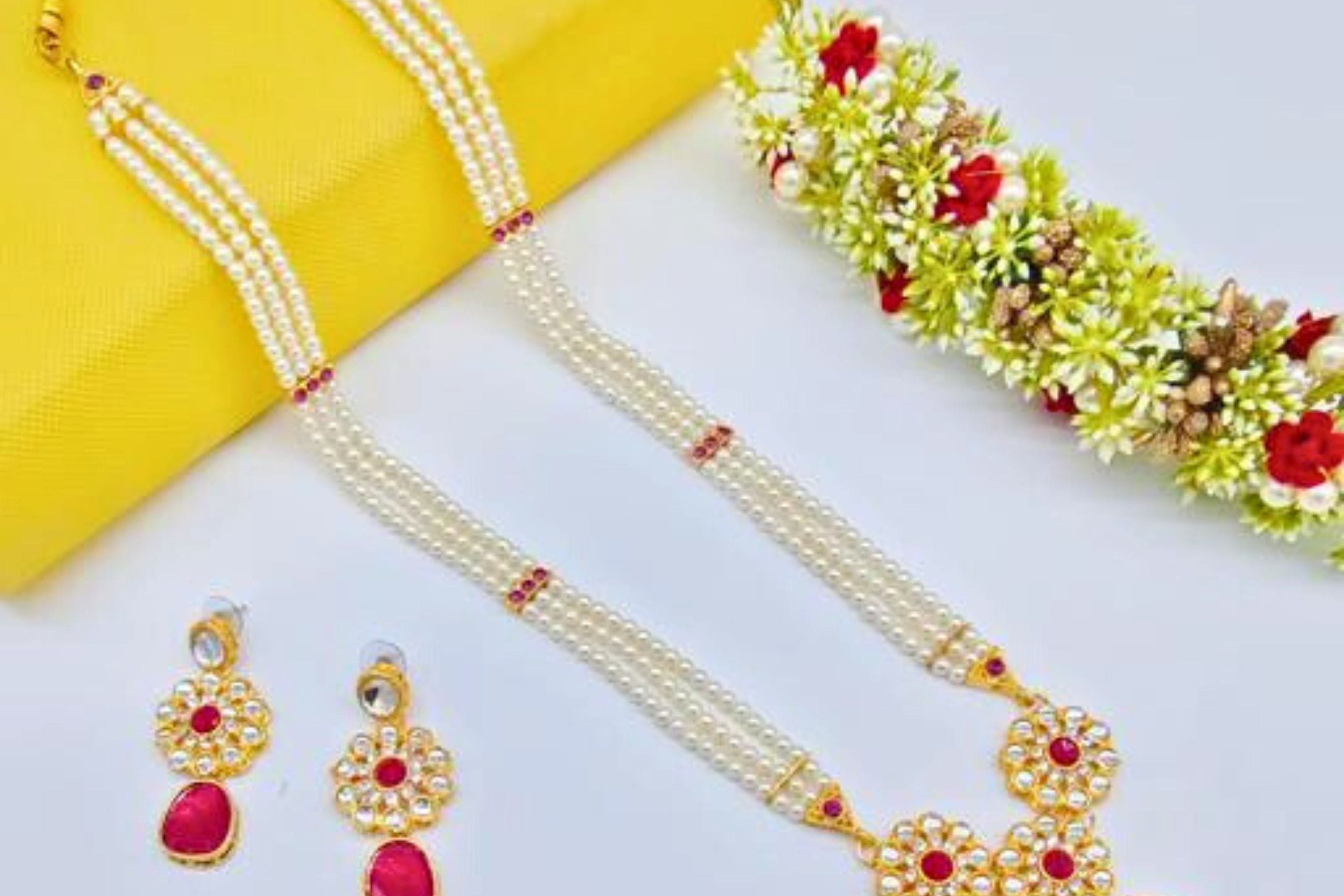 Regal Long Kundan Mala Set with American Diamonds in Gold Plating Jewelry JCS Fashions