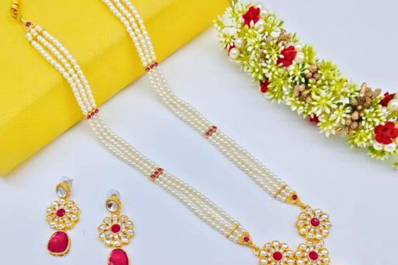 Regal Long Kundan Mala Set with American Diamonds in Gold Plating