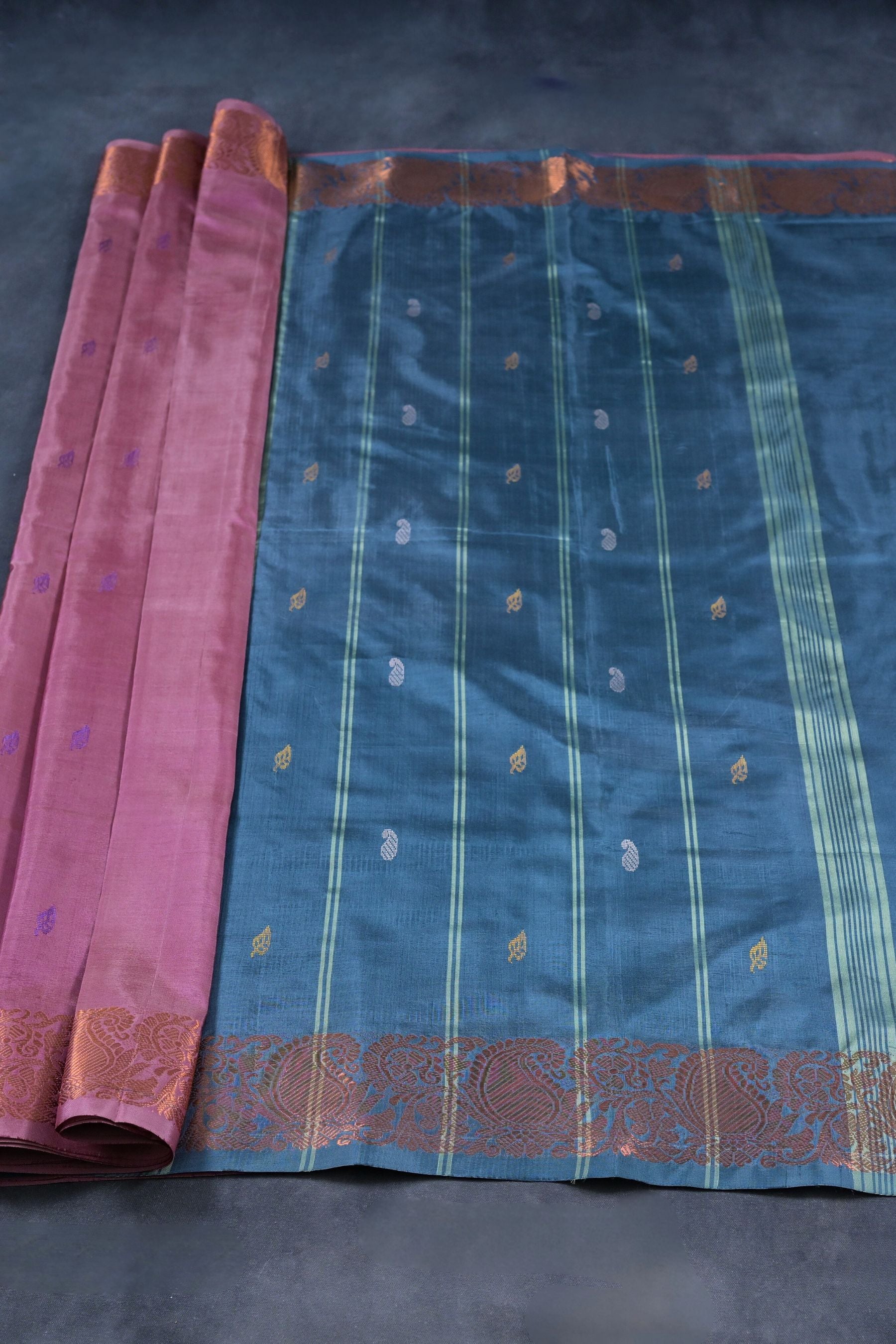 Handcrafted Banana Pith Saree with Copper Zari Border by JCSFashions Saree JCS Fashions