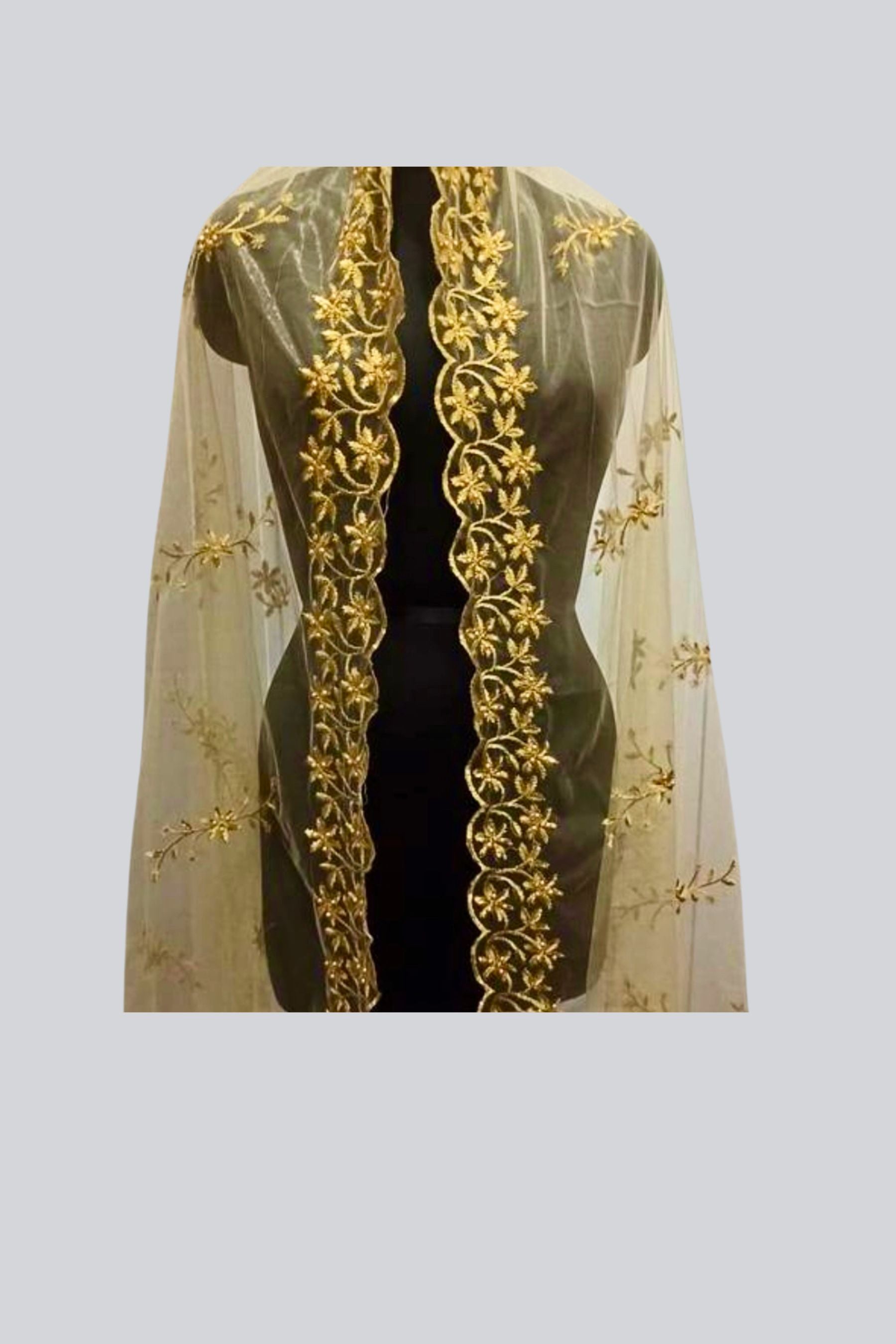 JCSFashions Elegant Designer Embroidered Cutwork Dupatta