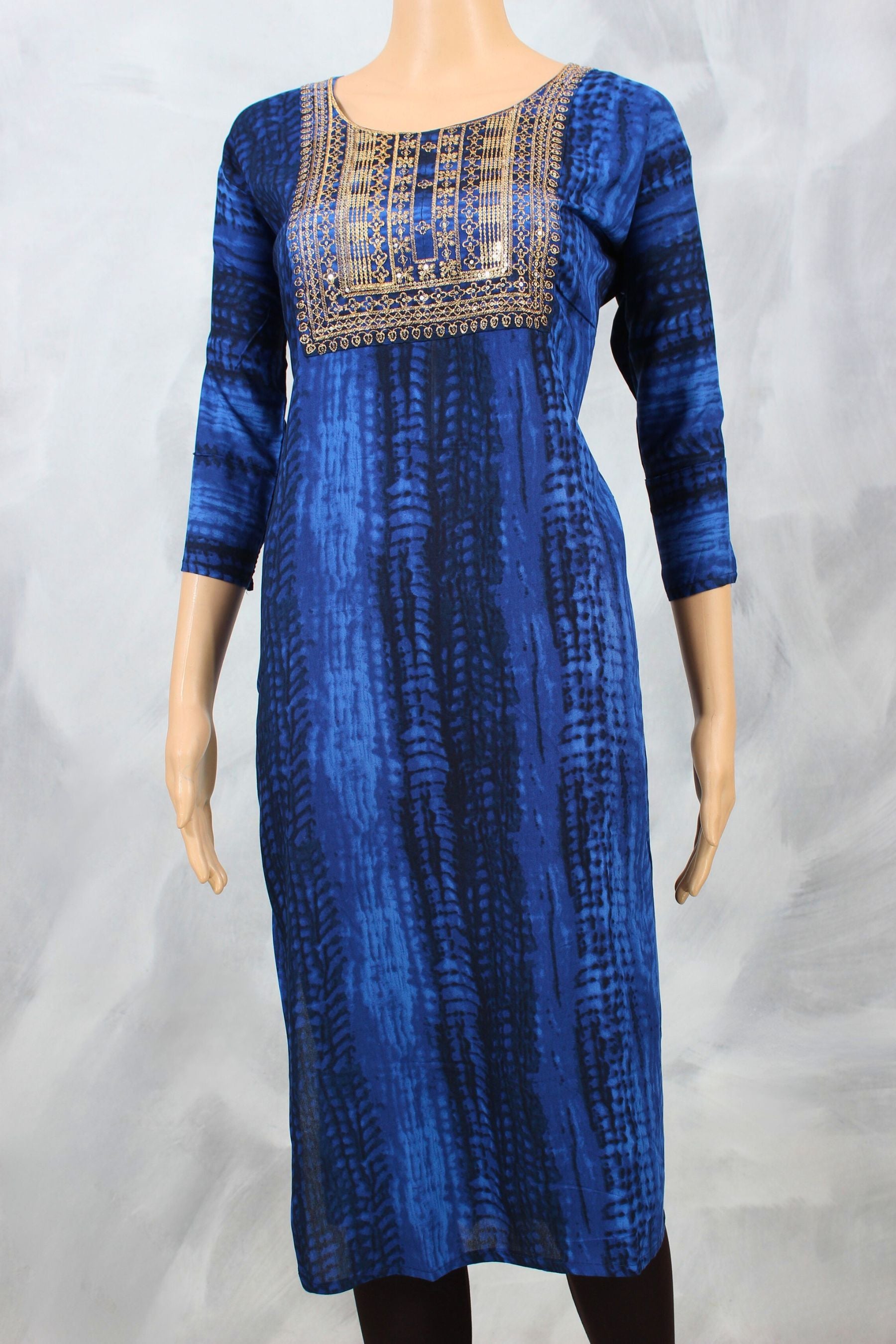 Elegant Rayon Kurti with Exquisite Sequence and Zari Embroidery KURTI JCS Fashions Royal Blue Large (40)