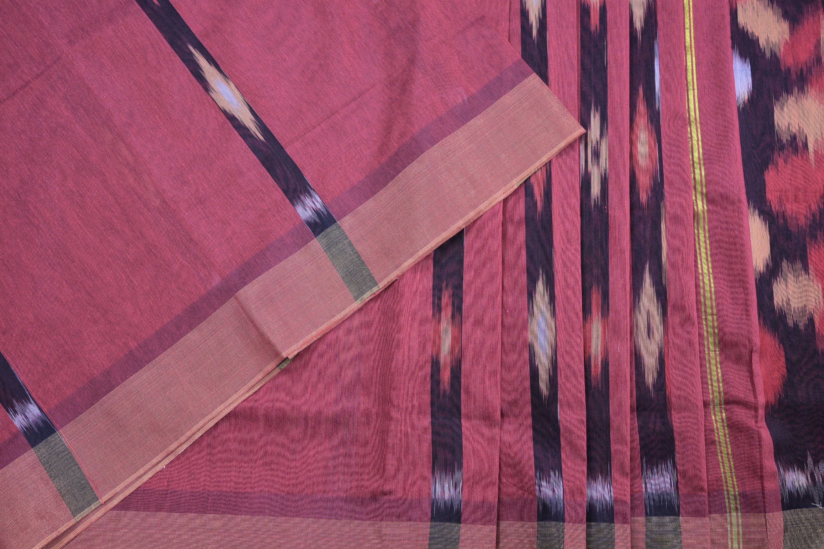 Pochampally Soft Cotton Saree - Beautiful Ikkat Design Saree JCS Fashions