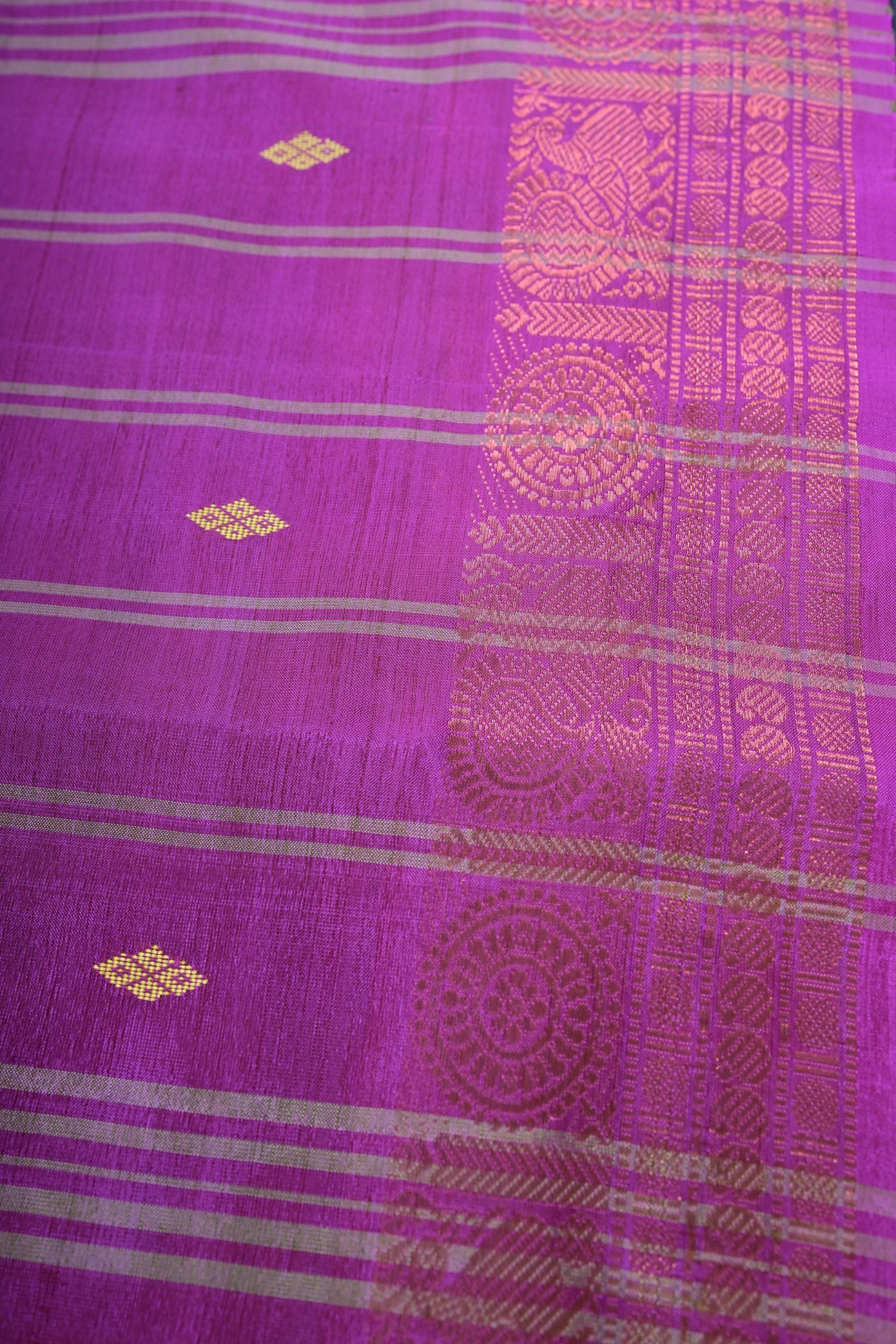 Banana Pith Saree with Exquisite Copper Zari Border - JCSFashions Saree JCS Fashions