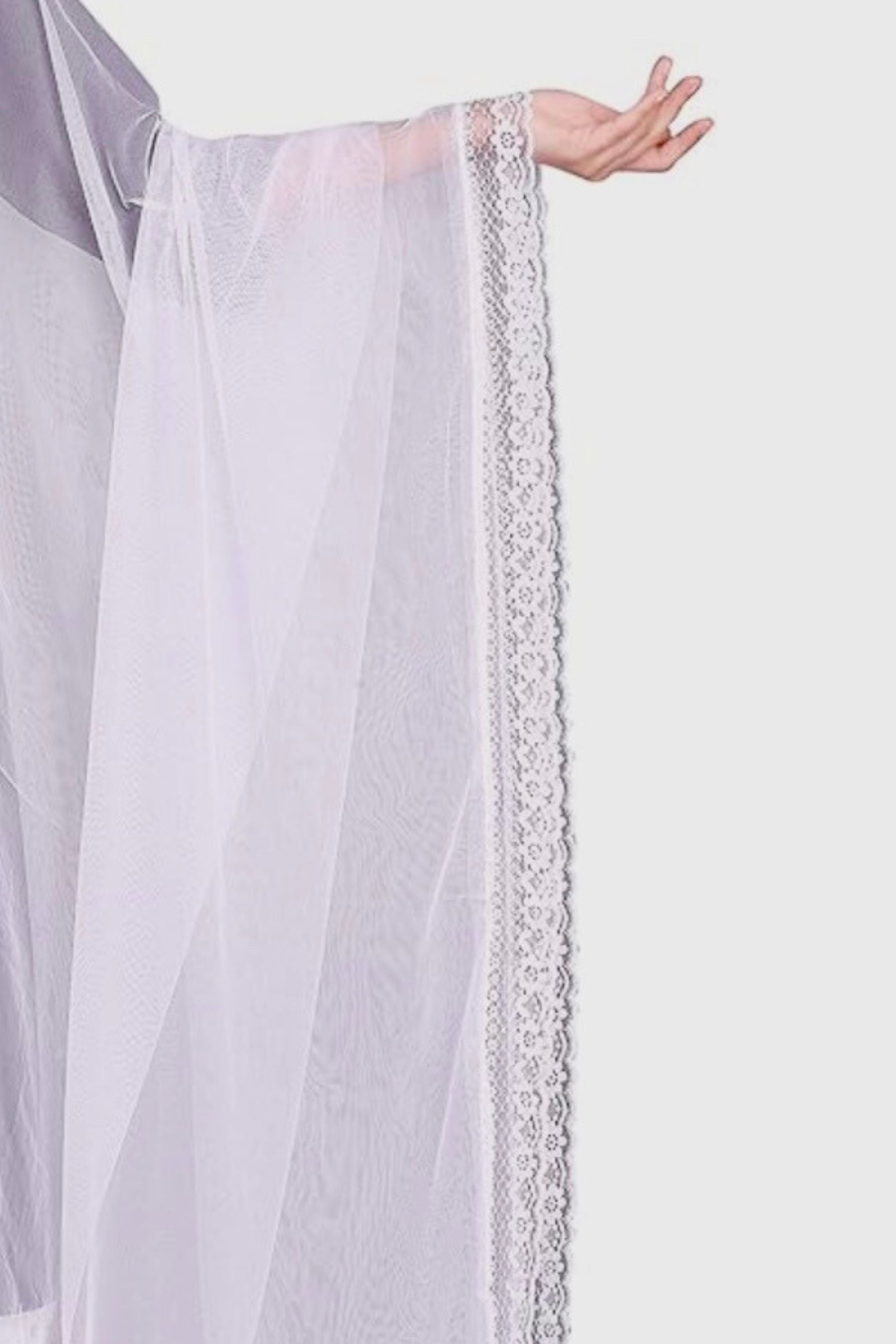 Chic White Chiffon Dupatta with Lace Border - Ideal for Every Occasion