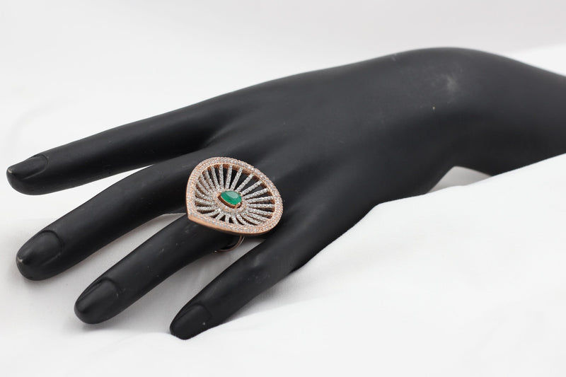 Rose Gold Adjustable Ring: Chic Stone-Encrusted Jewelry from JCS Fashions