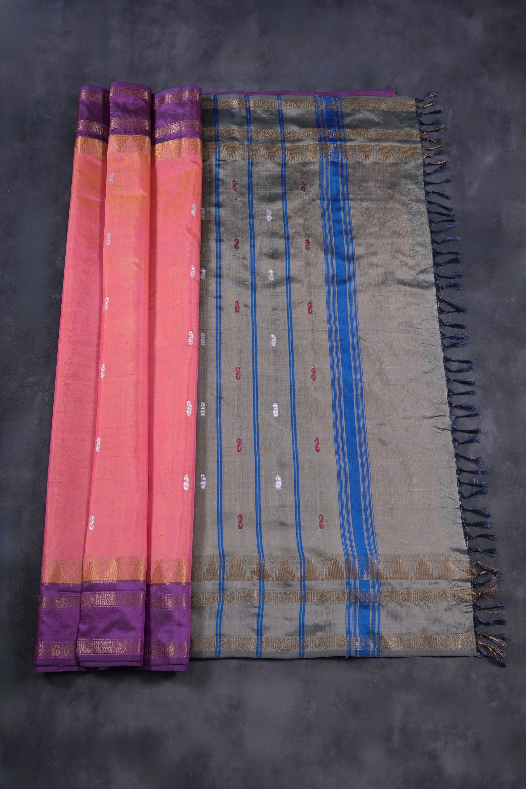 Ethereal Banana Pith Saree with Luxurious Gold Zari Border -JCSFashions Saree JCS Fashions