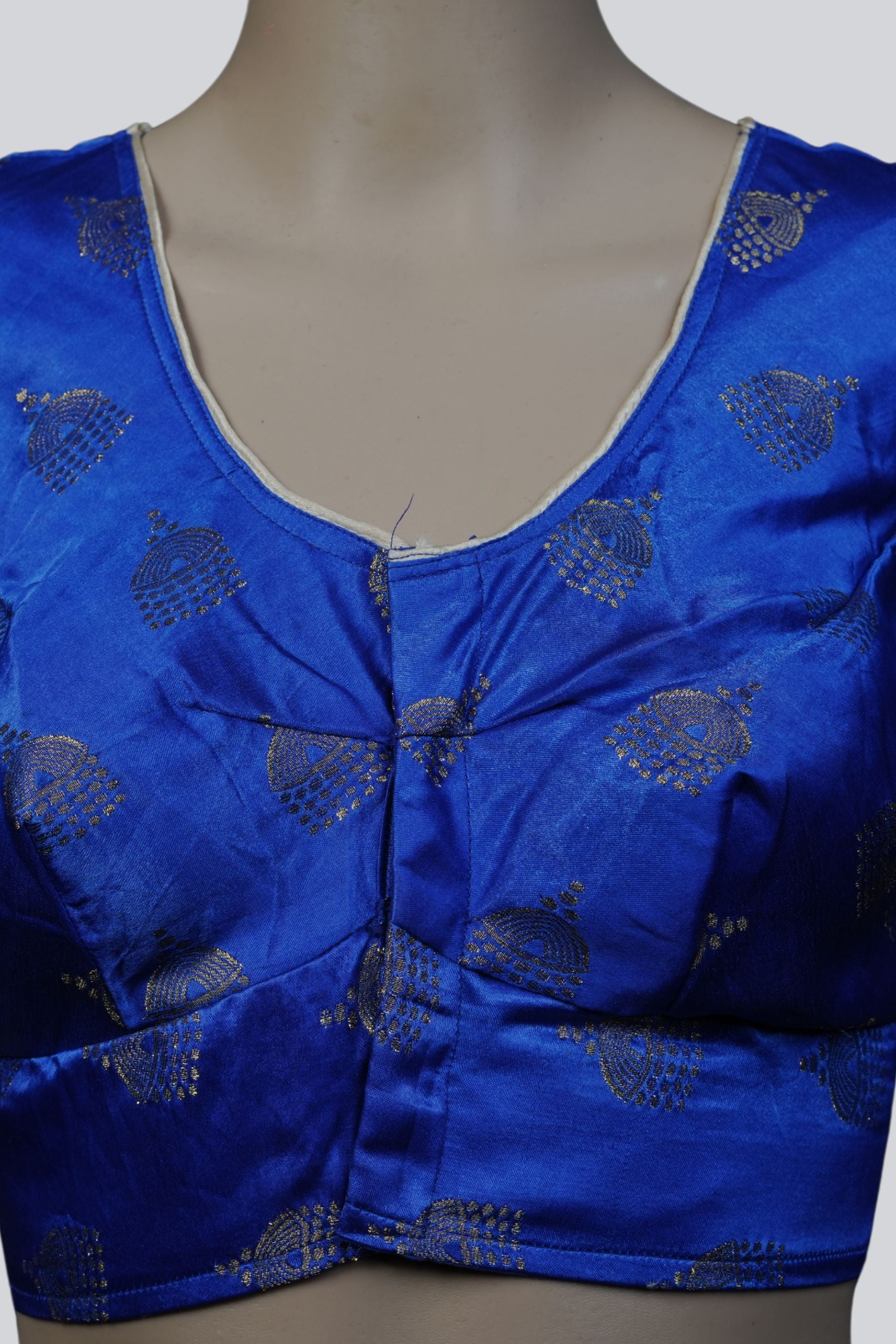 Chic Blue Brocade Blouse: Elegance Meets Tradition with Jhumka Motifs