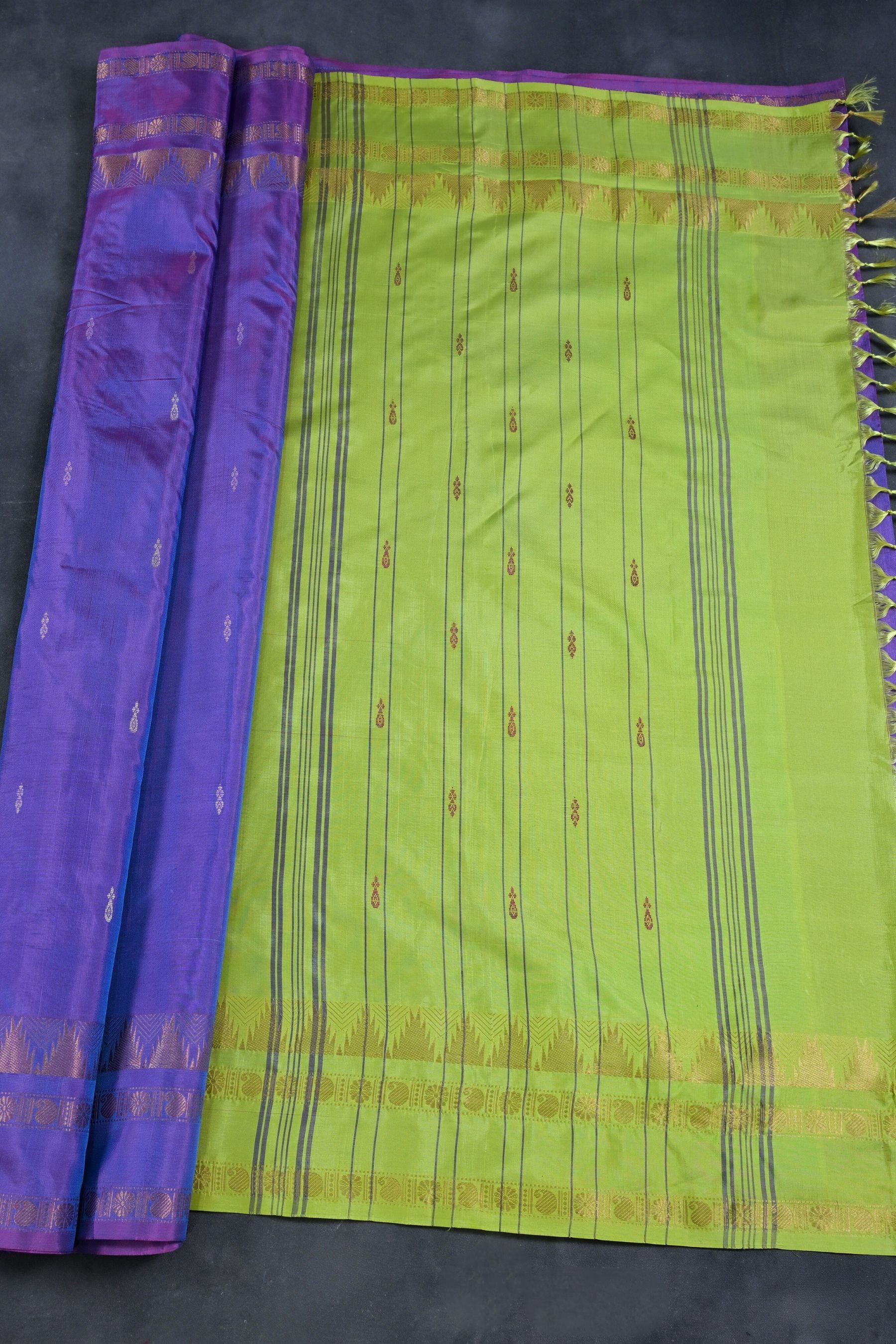 Eco-friendly Handwoven Banana Pith Saree with Gold Zari Border