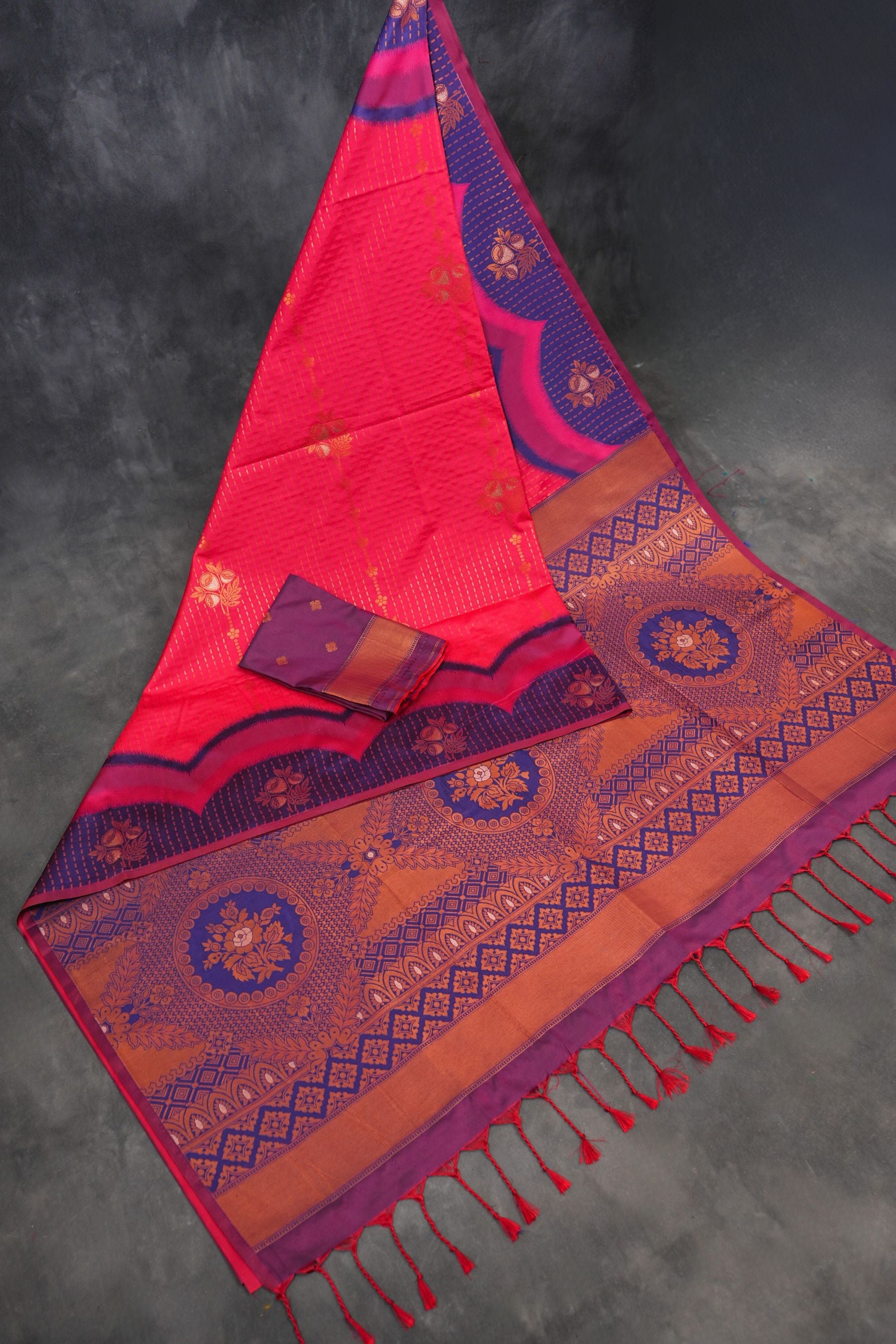 Luxurious Kanchipuram Semi-Silk Saree with Copper Zari Saree JCS Fashions