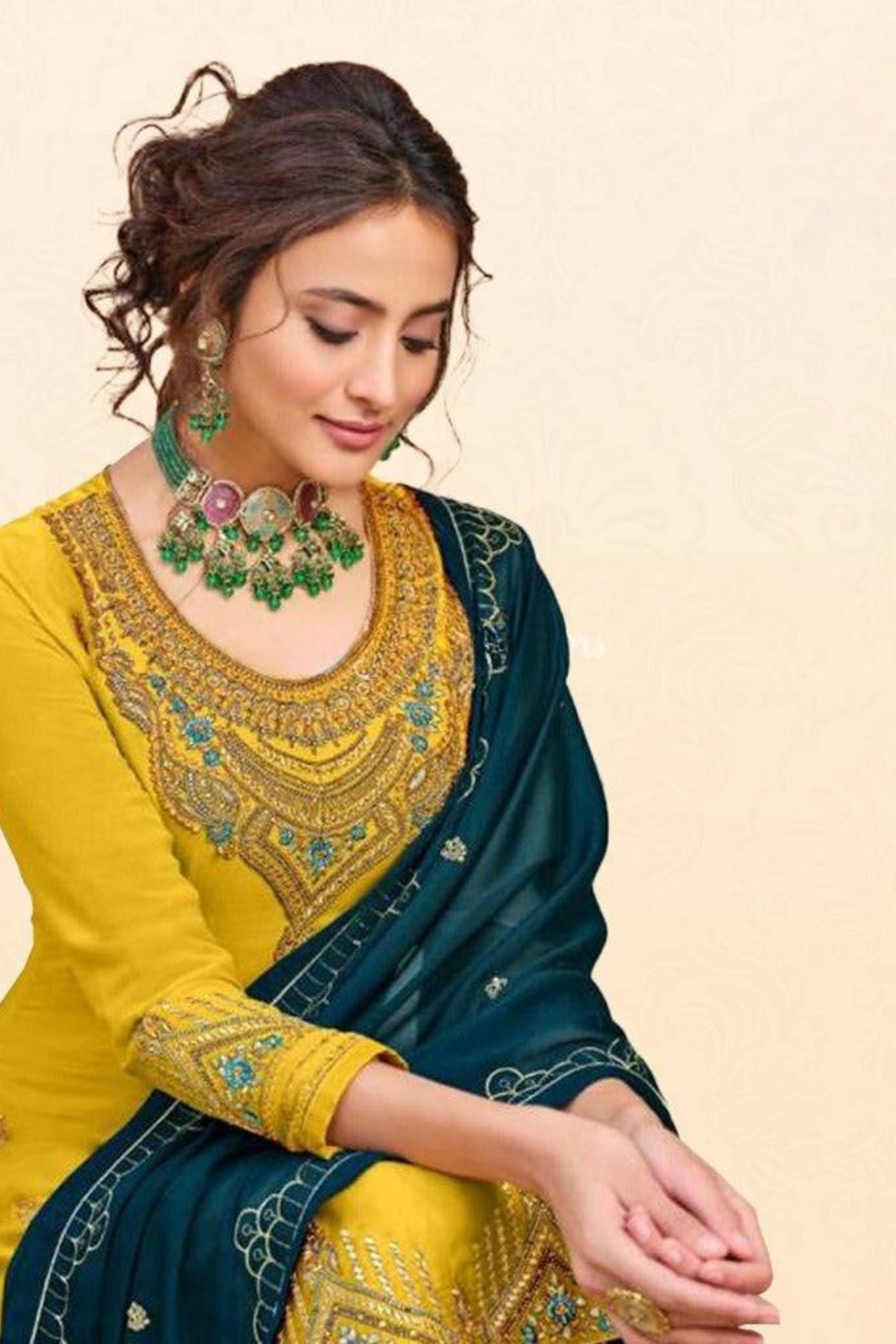 Beautiful 3 Piece Yellow Salwar Kameez with Dupatta Kurti JCS Fashions