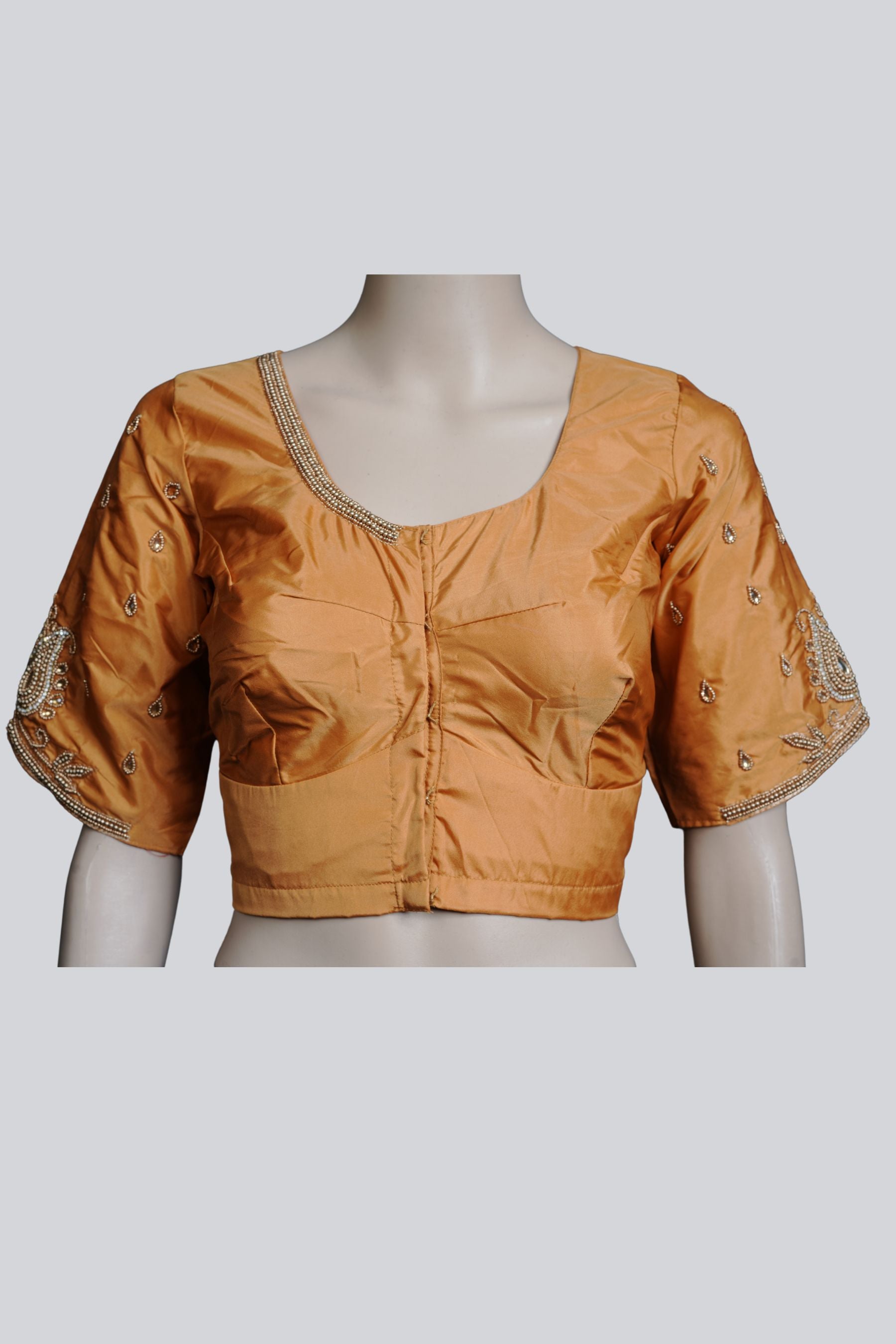 Maggam Work Blouse with Fancy Tassels - Elegant & Heavy Embellishments Blouse JCS Fashions Golden Yellow 42