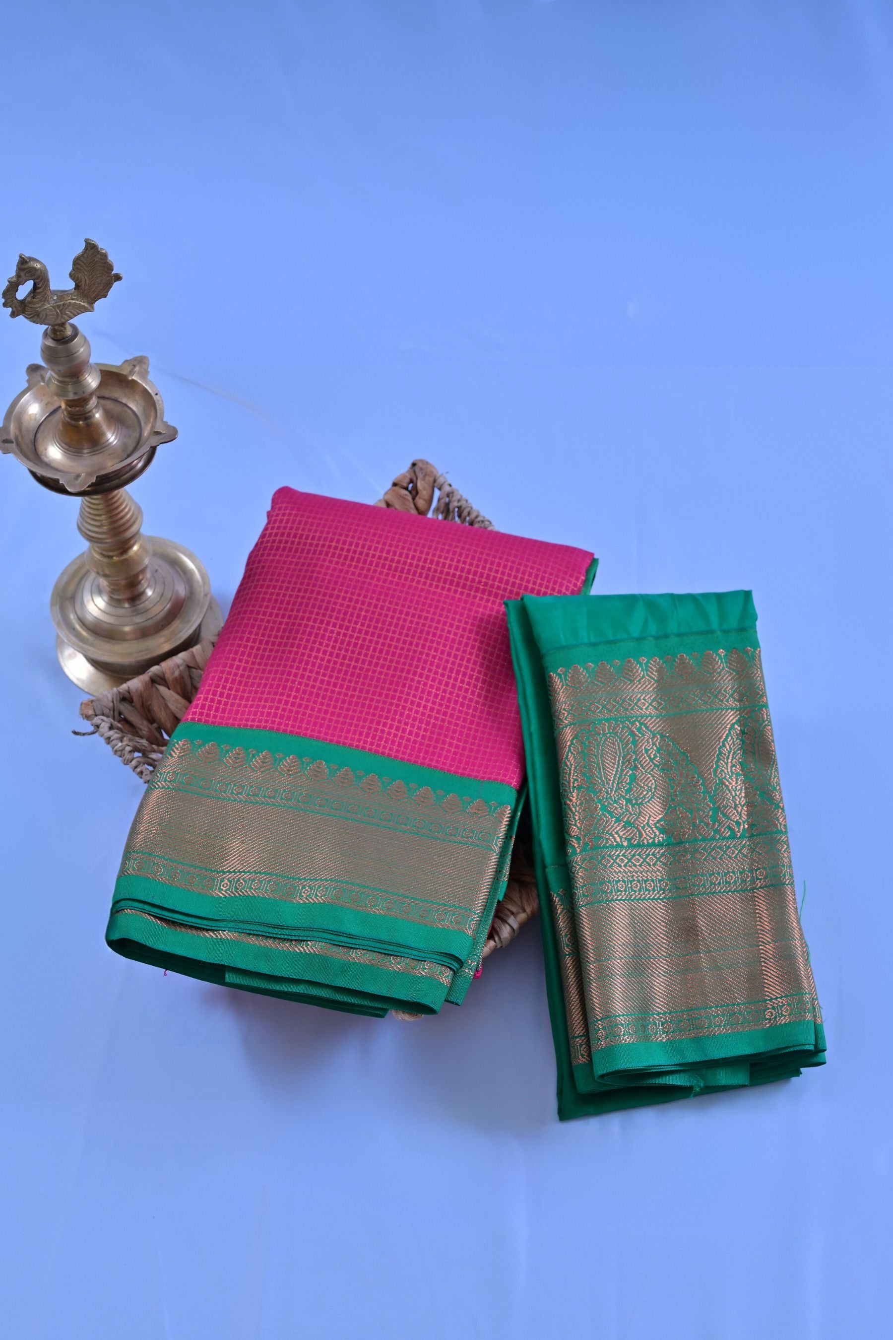 Luxurious Kanchipuram Silk Saree with Unique Border Design Saree JCS Fashions Red 5.5 meters