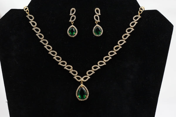 Regal Gold-Plated Stone Jewelry Set With Matching Earrings By JCSFashions