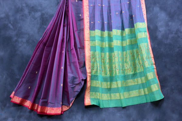 Premium 6 3/4 Yard Cotton Saree with Rich Pallu - Ethnic Elegance