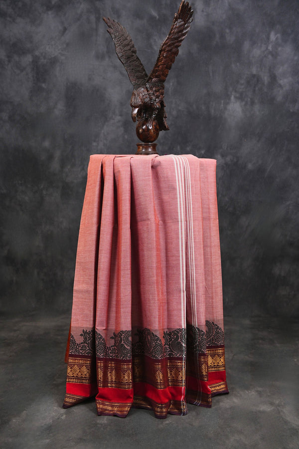 Traditional Chettinad Cotton Saree with Elegant Drape from JCSFashions