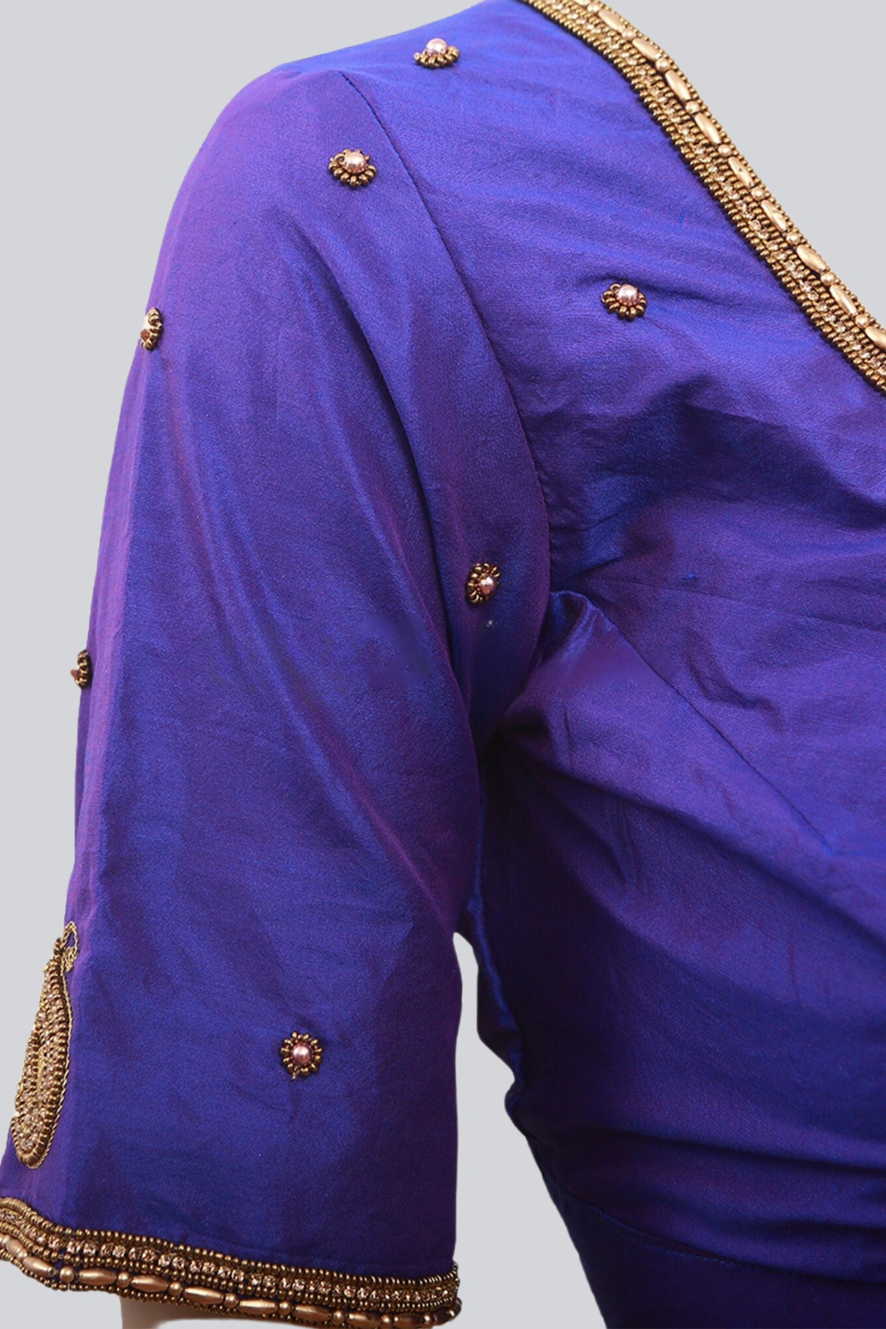 Gorgeous Violet Aari Work Silk Fabric Blouse For Women Blouse JCS Fashions