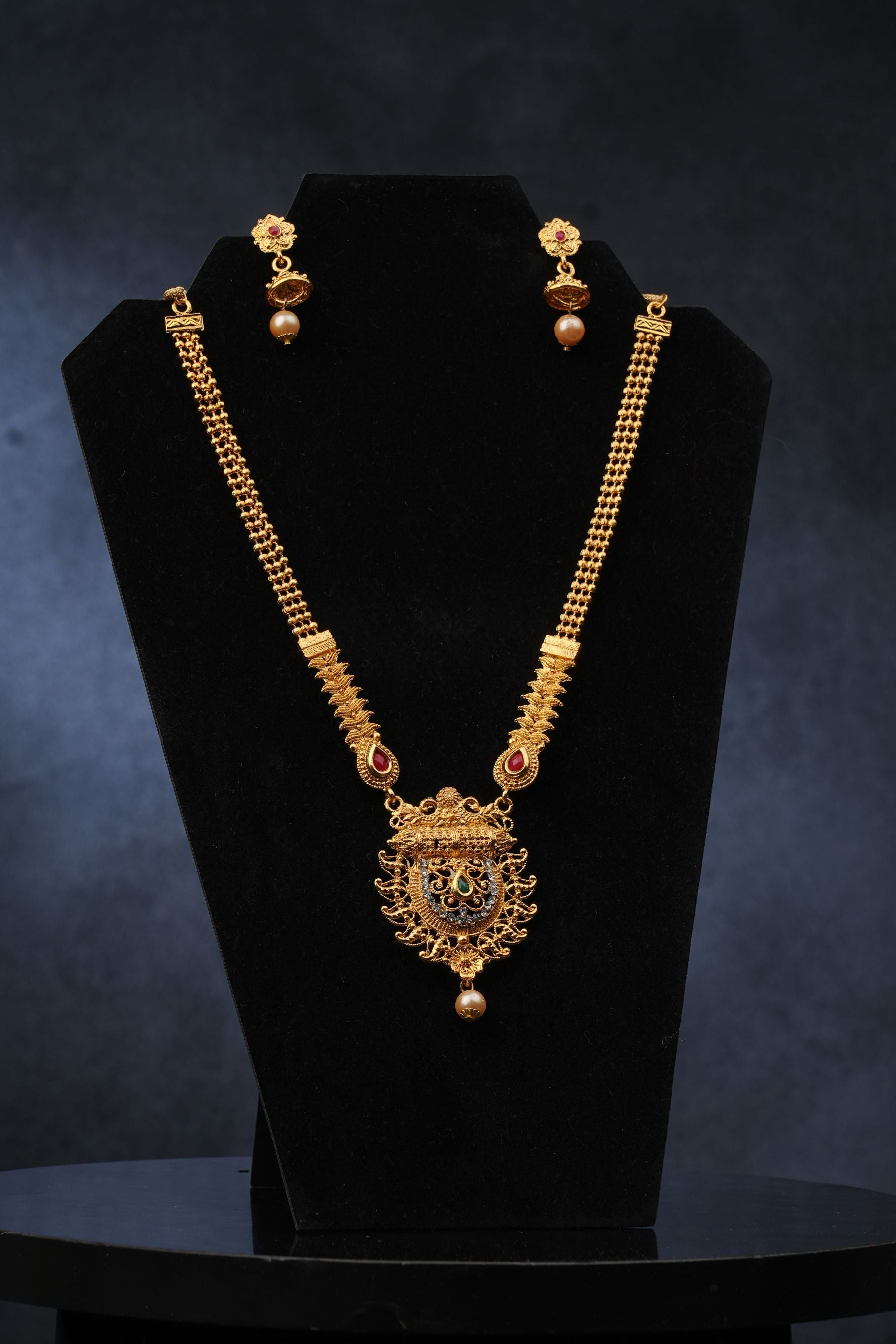 Radiant Elegance: Micro Gold Neck Set with Stunning Earrings - JCSFashions