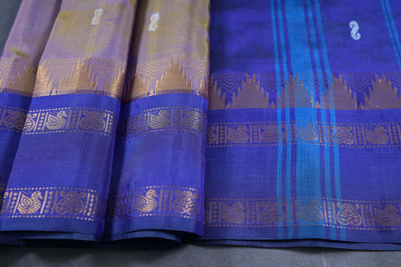 Elegant 100% Banana Pith Saree with Handwoven Gold Zari Border