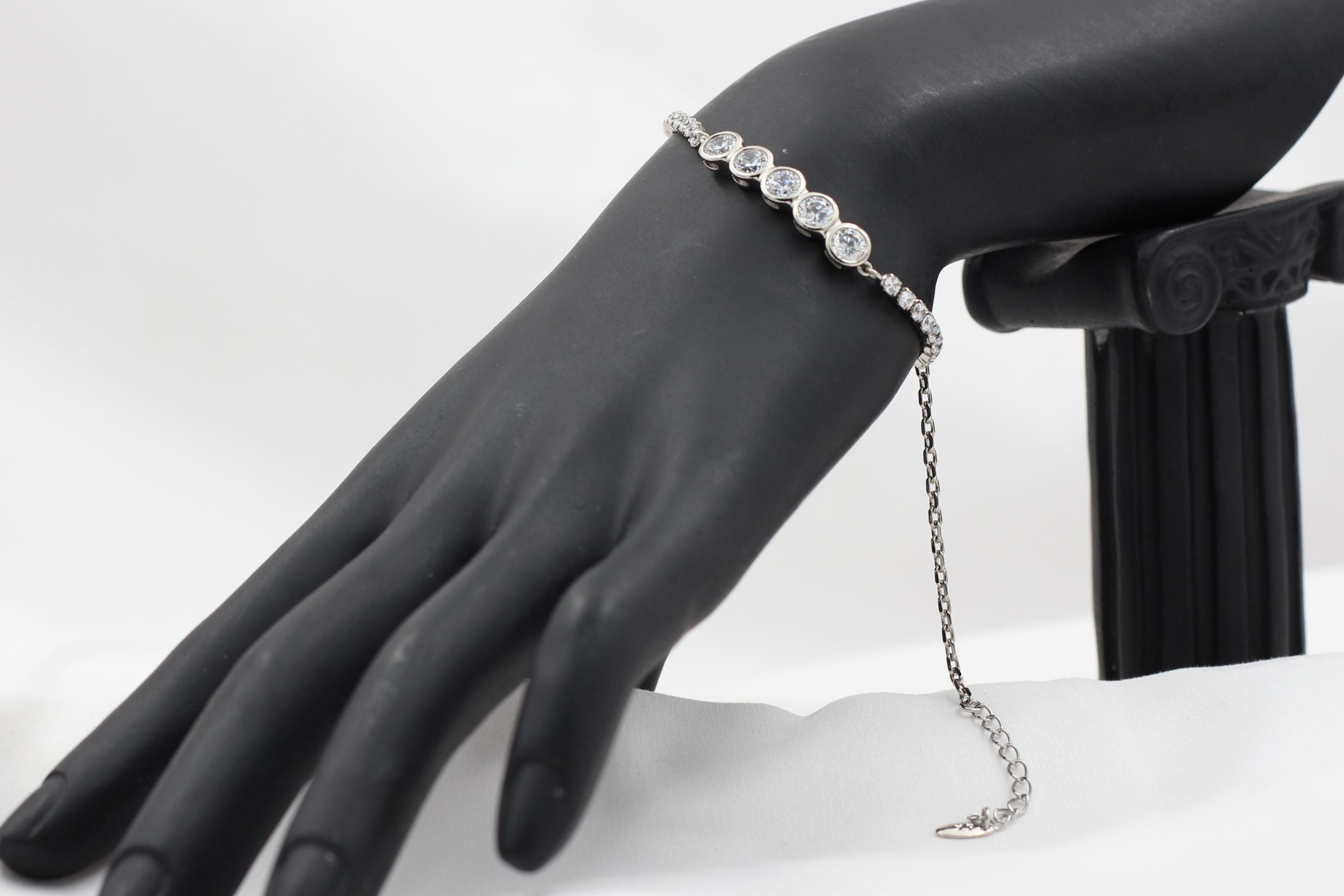 Chic XUPING Silver Bracelet with Dazzling White Stones - JCSFashions Jewelry JCS Fashions