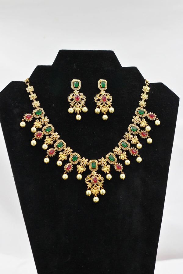 JCS Fashion's Luxurious 1 Gram Gold Necklace and Earring Set