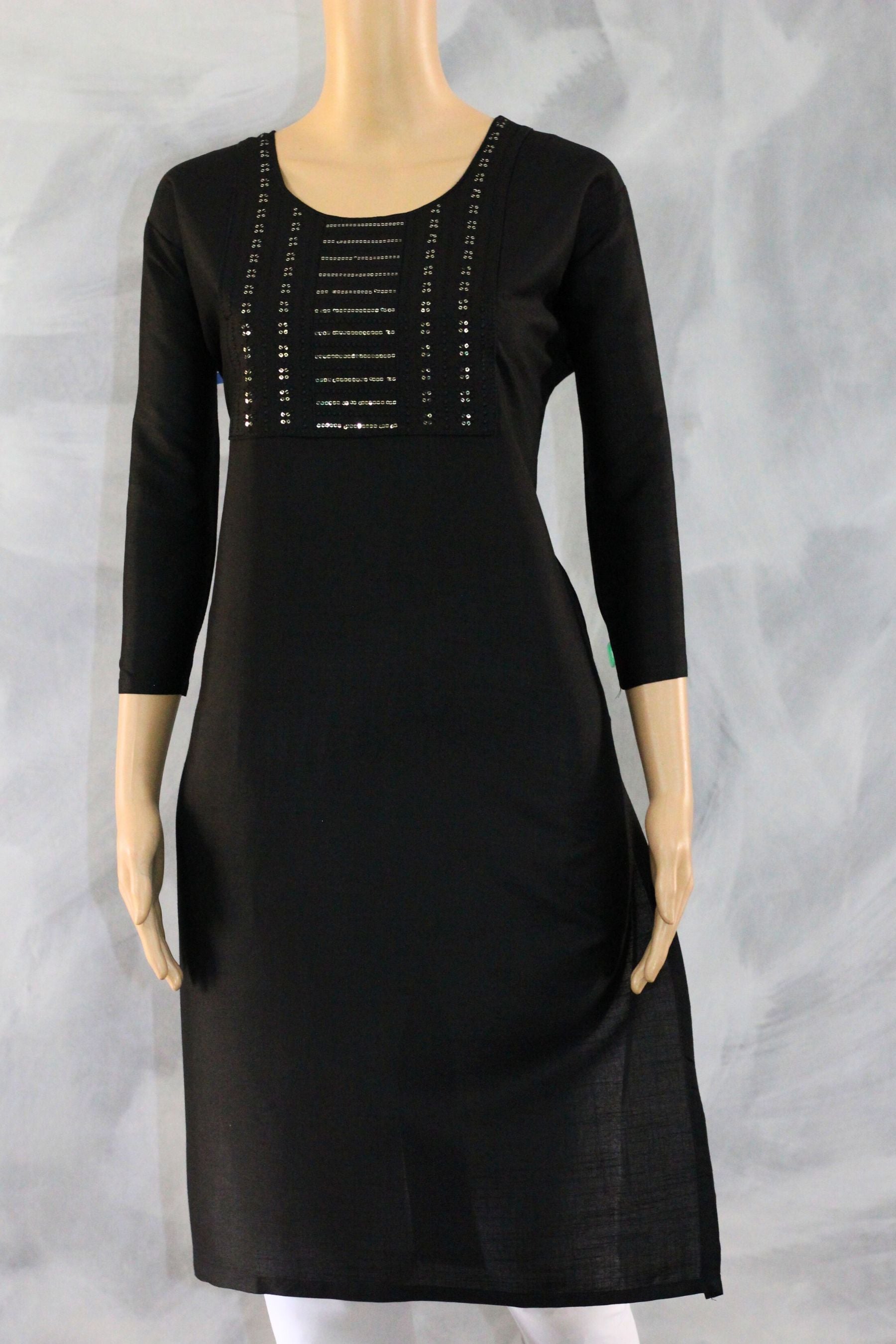 Elegant Cotton Kurti with Chic Embroidery - Comfort Meets Fashion KURTI JCS Fashions Black X-Large (42)