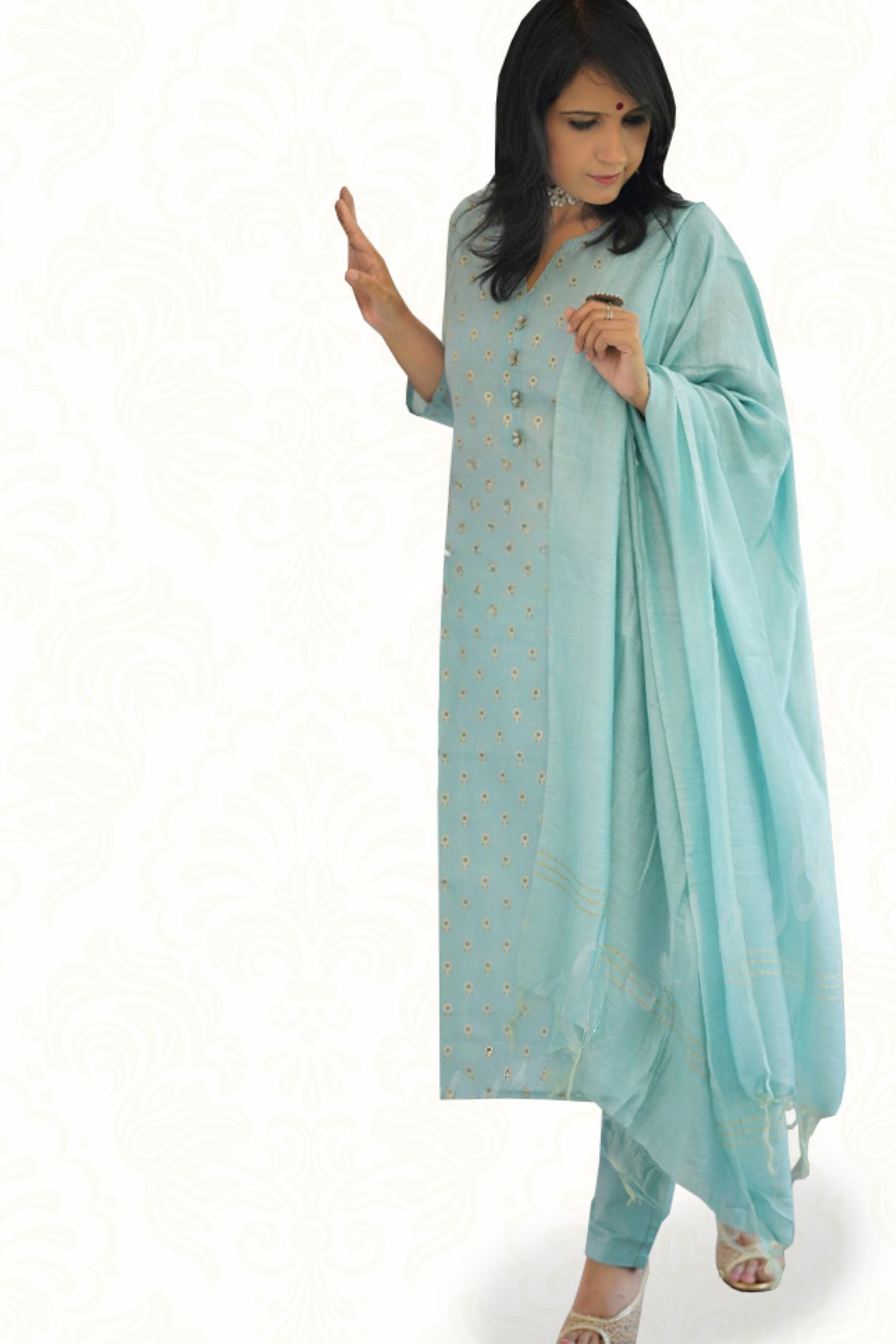 Chanderi Salwar with cotton lining having Meena zari butti