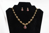 Gold-Polished Jewelry Stone Neck Set: Necklace & Earrings by JCSFashions