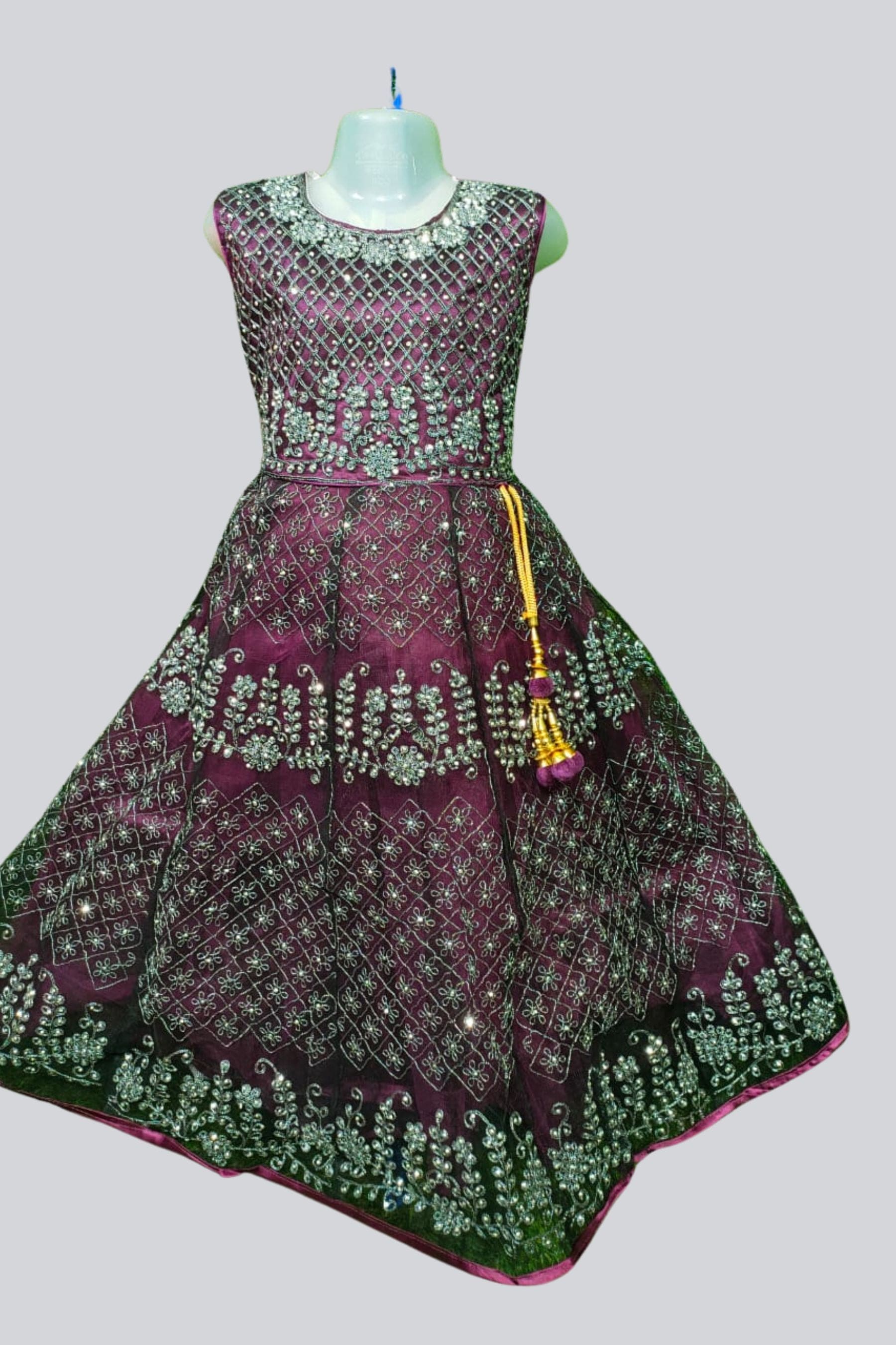 Embroidered Net Frock with Stone Work and Elegant Design for Girls GIRLS JCS Fashions