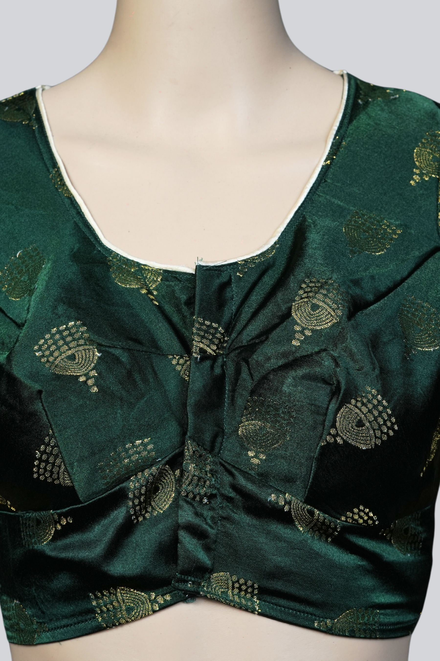 Green Brocade Blouse: Elegance Adorned with Jhumka Motifs at JCSFashions Blouse JCS Fashions