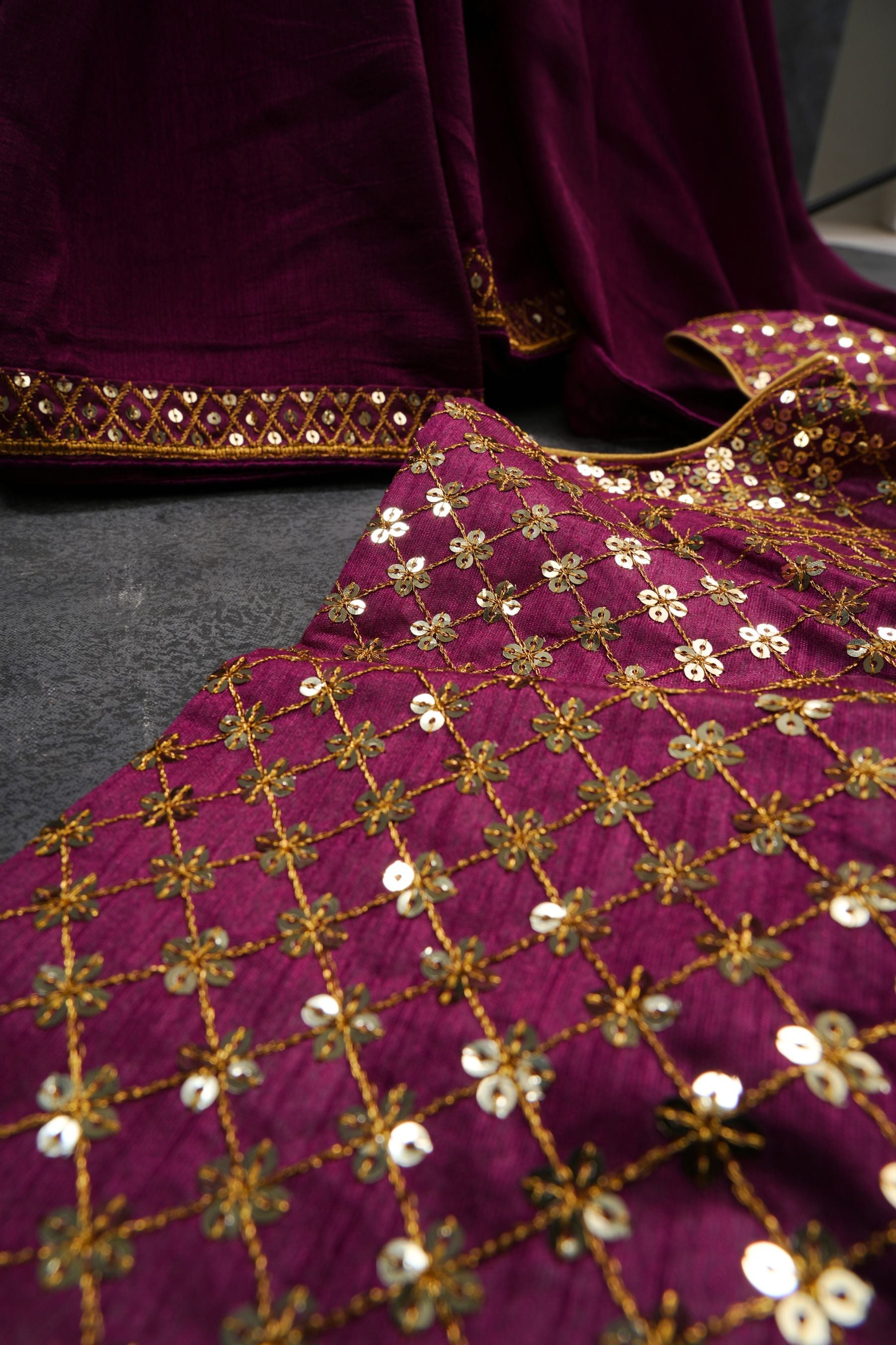 Chic Silk Saree with Sequins Lace and Designer Blouse Saree JCS Fashions