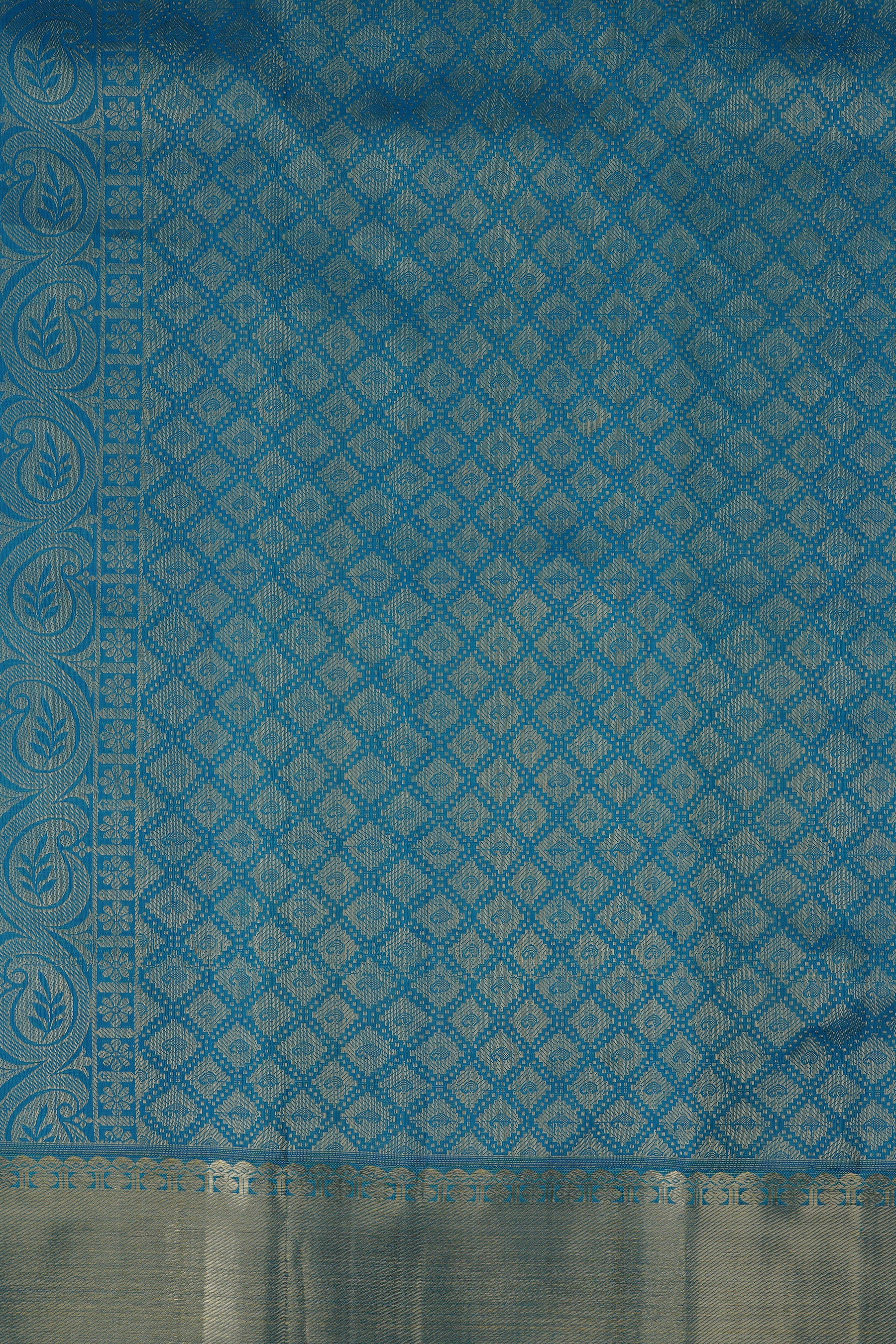 Elegant Kanchipuram Handloom Silk Masterpiece with Grand Pallu in Blue Saree JCS Fashions