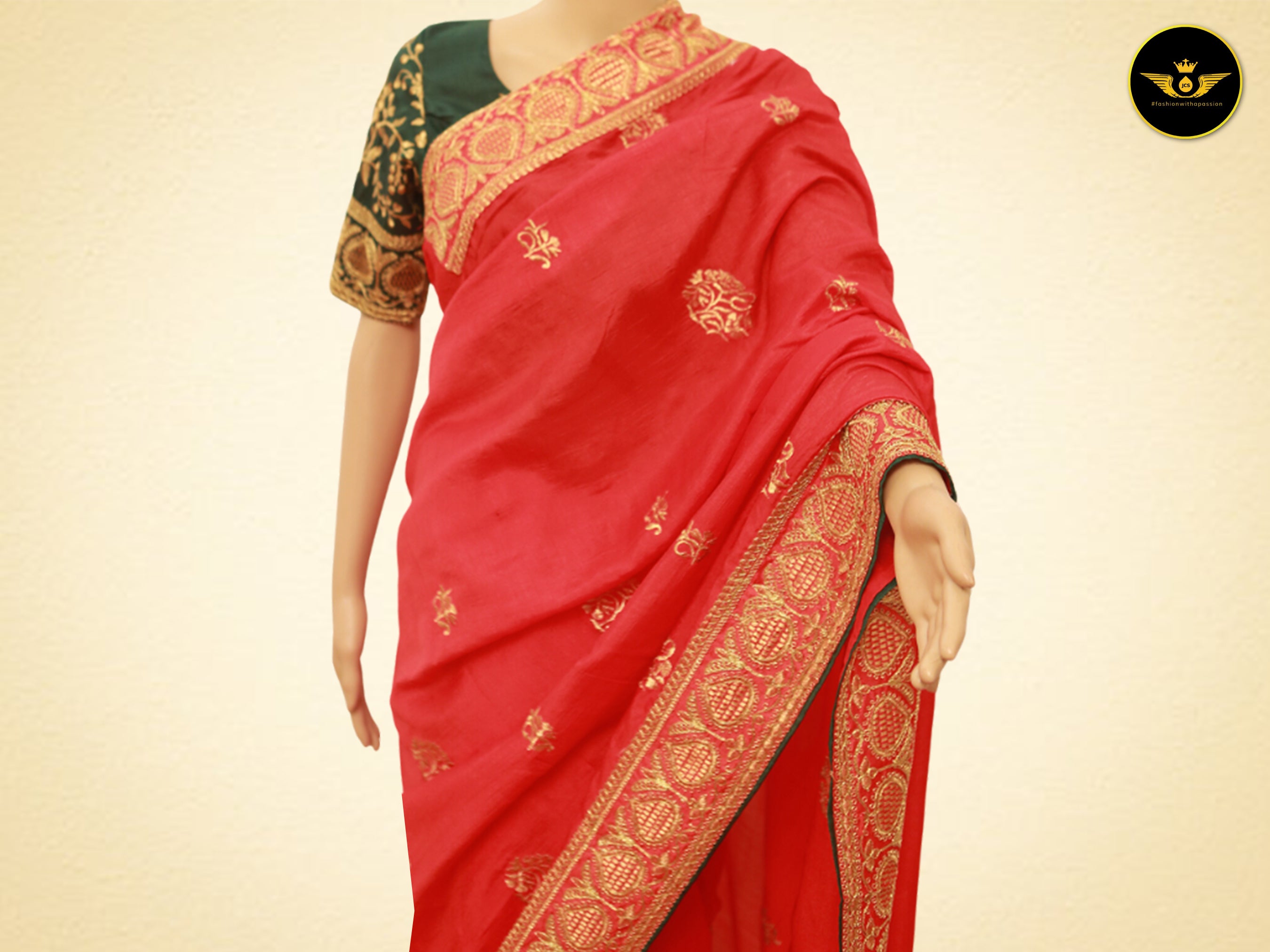 Art Silk Sarees With Embroidery Pattern Blouse SAREE JCS Fashions