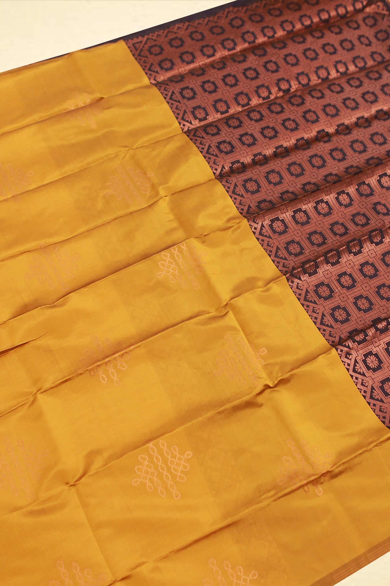 Kolam-inspired Rangoli Art Silk Saree: Lightweight and Contrast Blouse Saree JCS Fashions