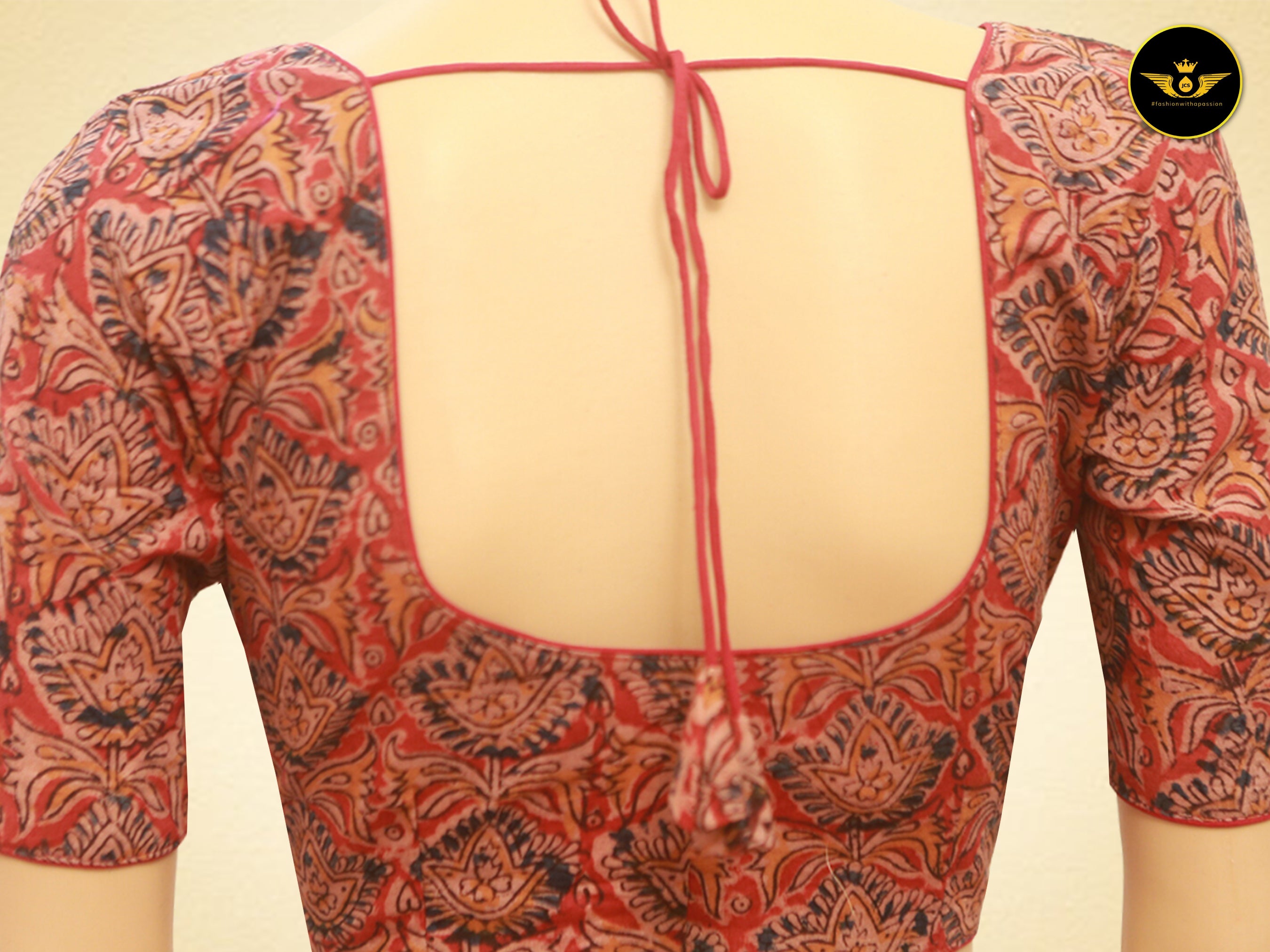 Stunning Kalamkari Cotton Fabric Readymade Padded Blouse Blouse JCS Fashions