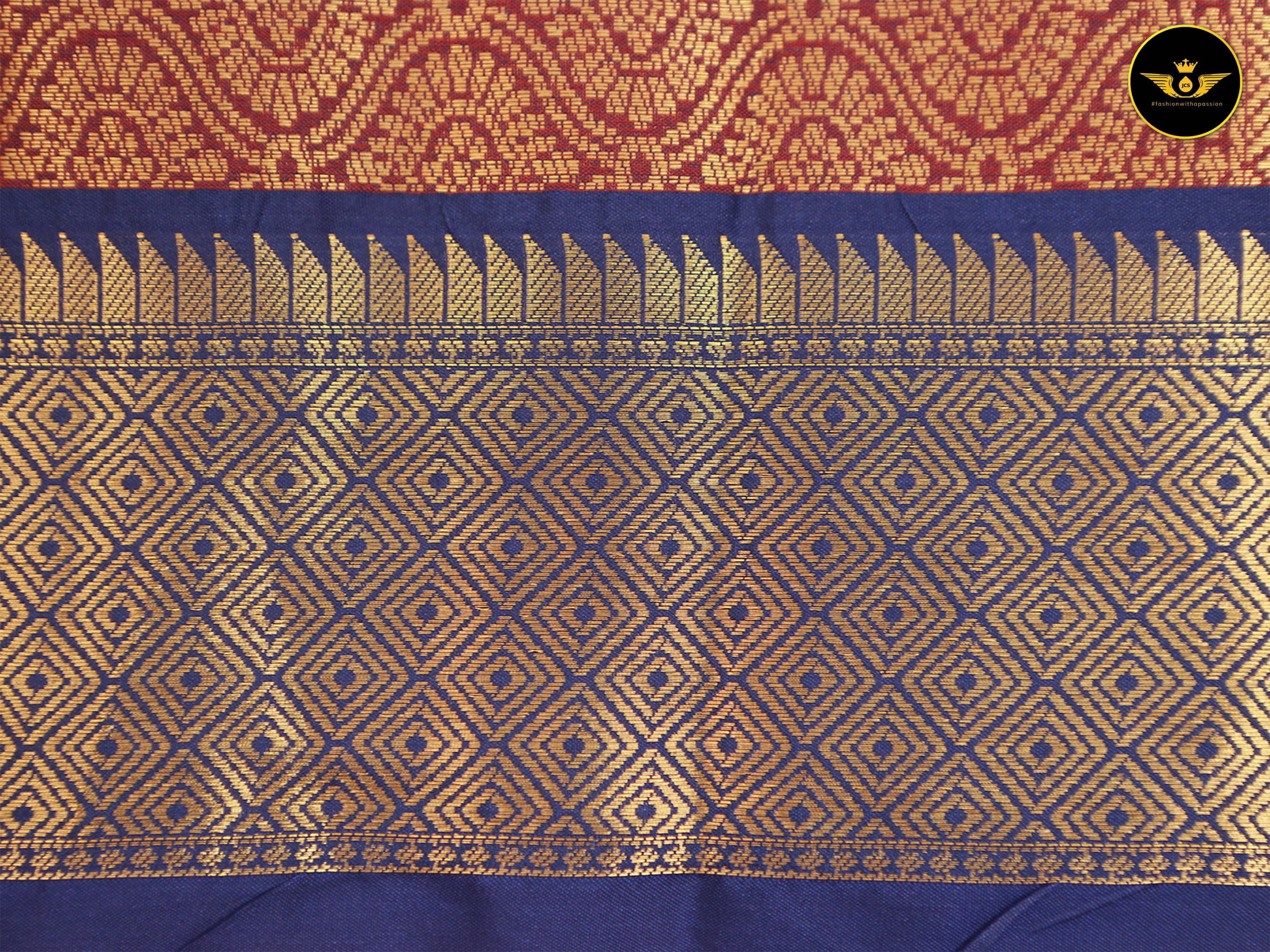 Banarasi Handloom Saree: All-Over Zari Butta with Contrast Border SAREE JCS Fashions