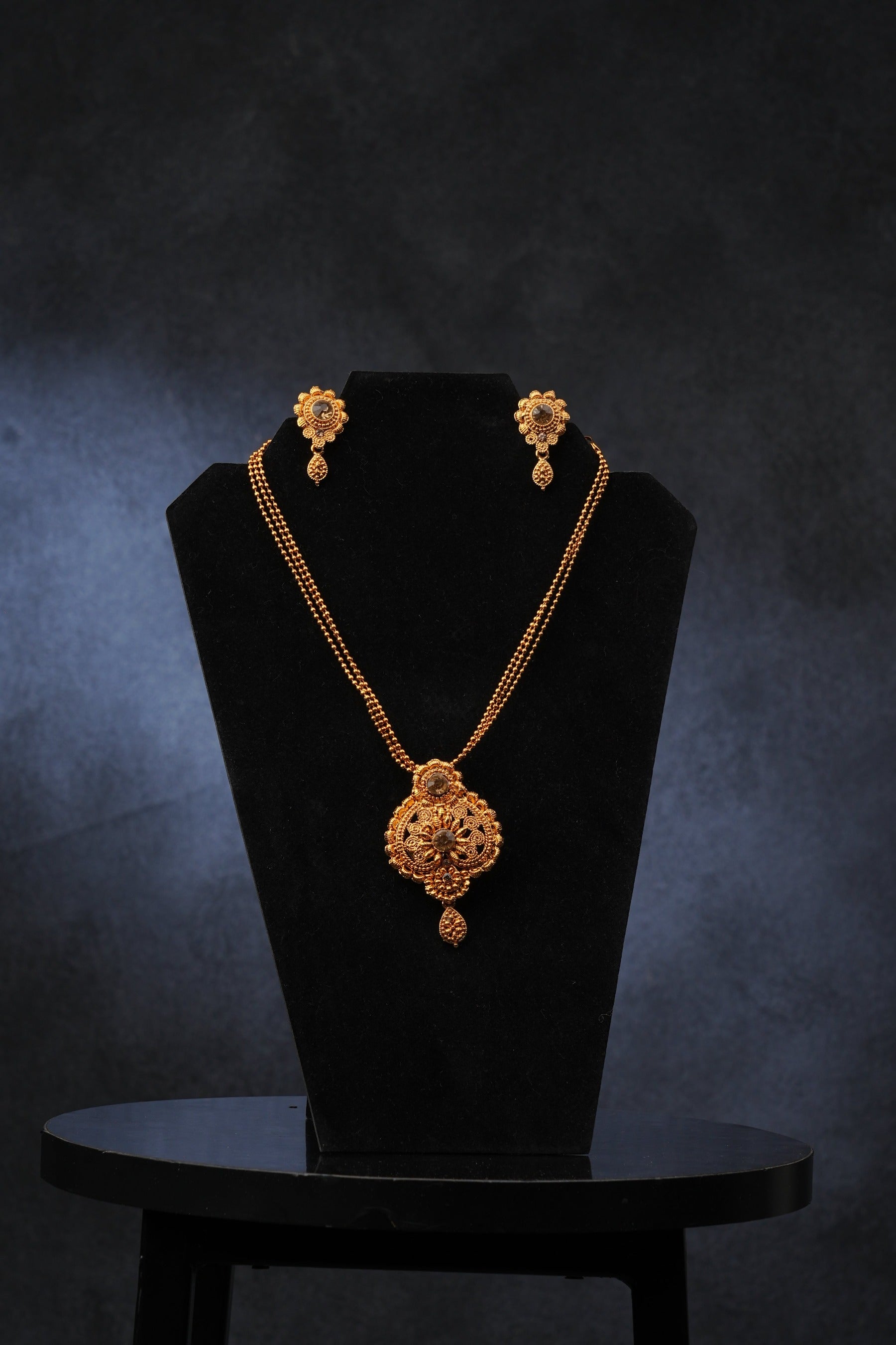 Golden Temple Jewelry Set: Matte Finish and Intricate Stone Work Jewelry JCS Fashions