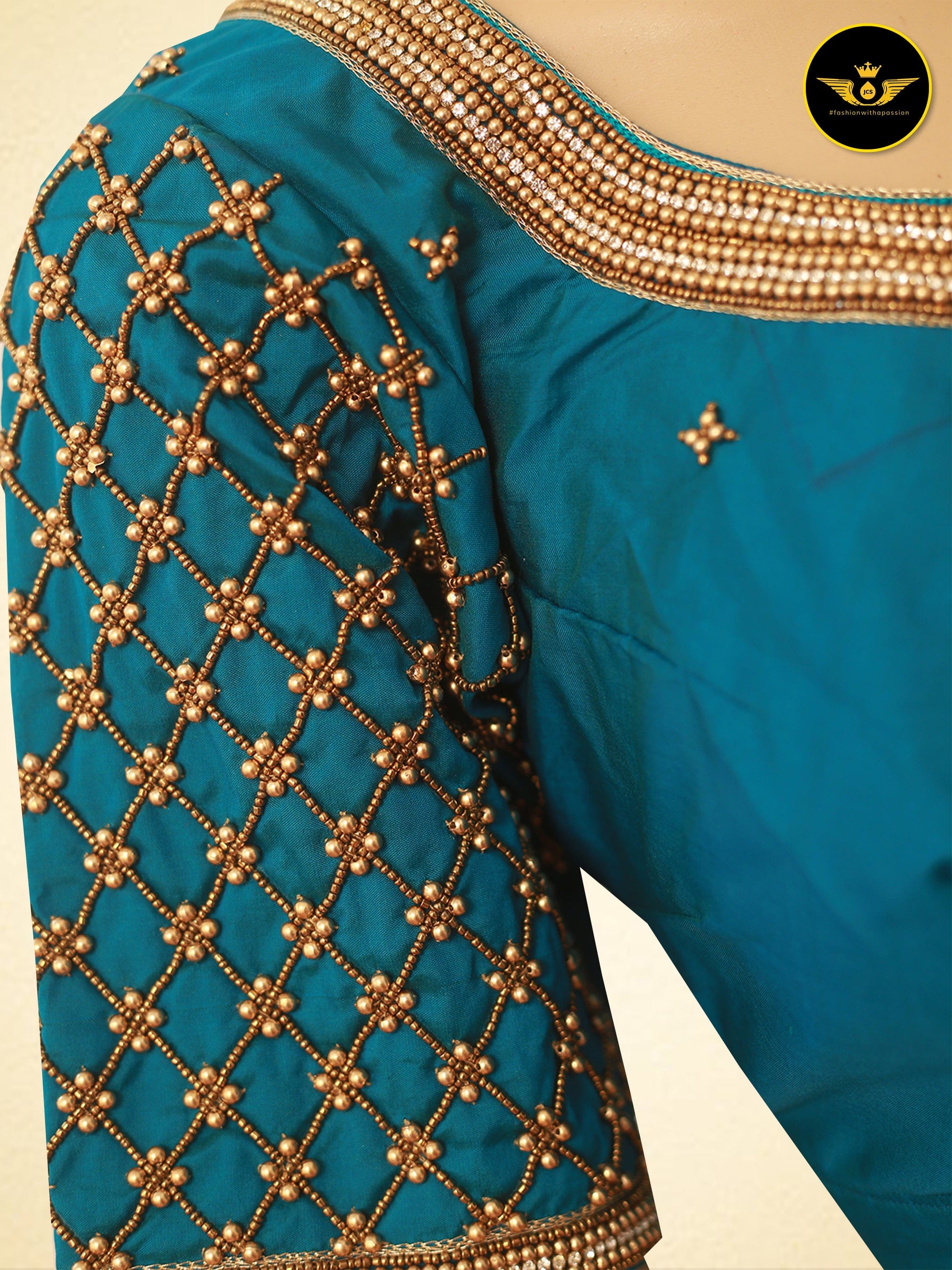 Beautiful Heavy Aari Work Blouse With Captivating Latkan Blouse JCS Fashions