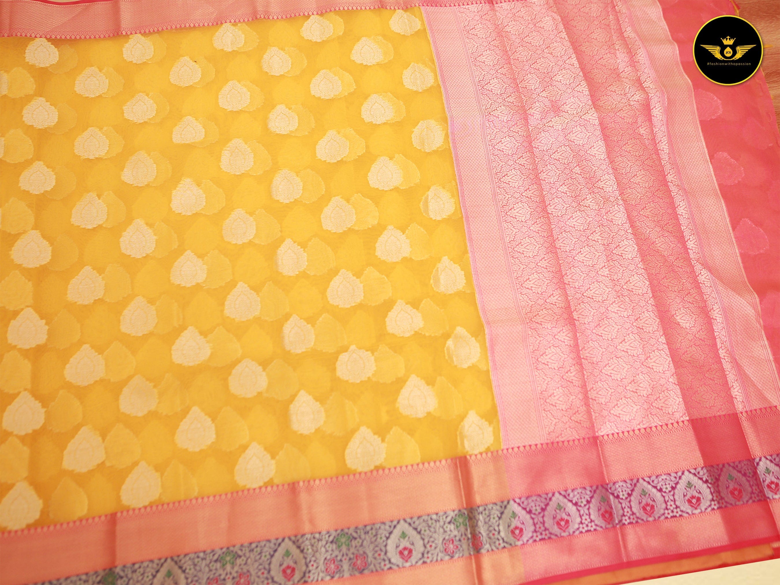 Premium Organza Pattu Saree With Contrast Brocade Blouse SAREE JCS Fashions