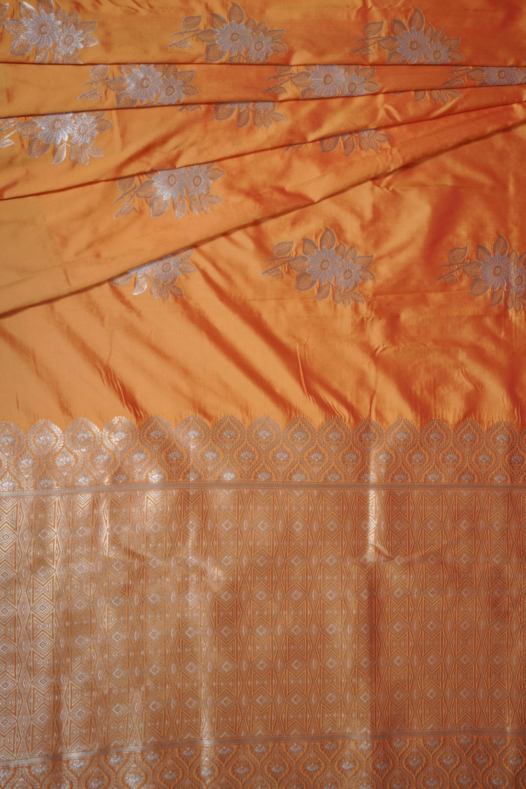 Soft Silk Sarees with Allover Antic and Silver Motifs at JCS Fashions