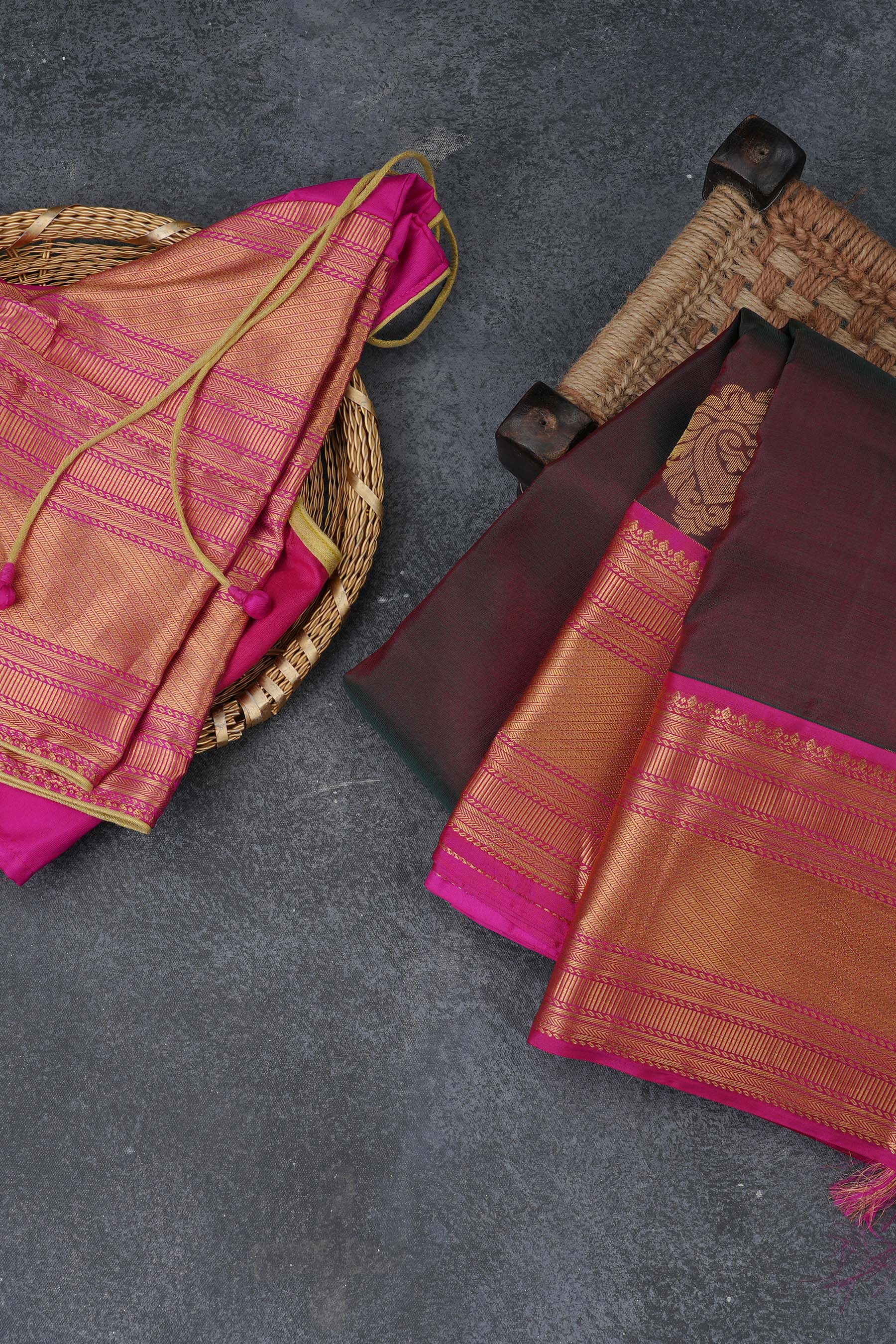 Pure Handloom Silk Saree | Double Warp | with fully Stitched Blouse Saree JCS Fashions