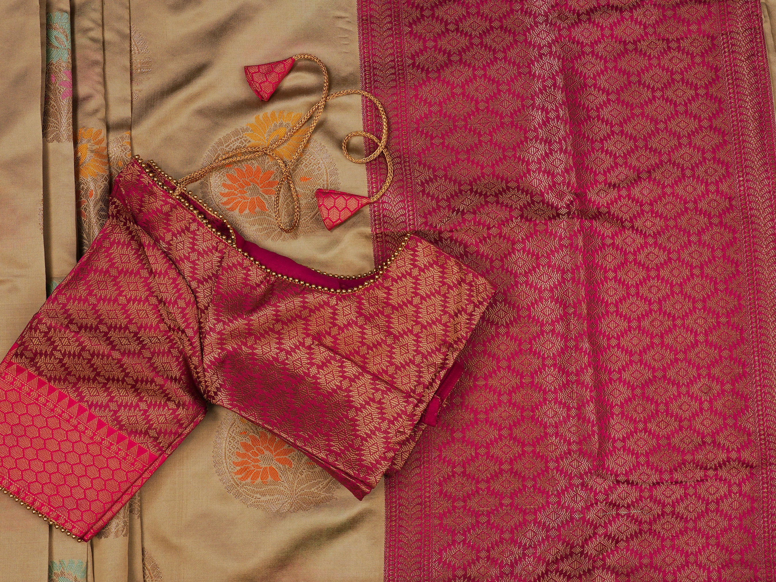 Indian Soft Semi Silk Saree With Fully Stitched Blouse