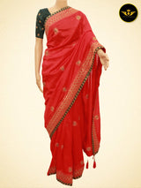 Art Silk Saree With Embroidery Pattern Fully stitched Blouse