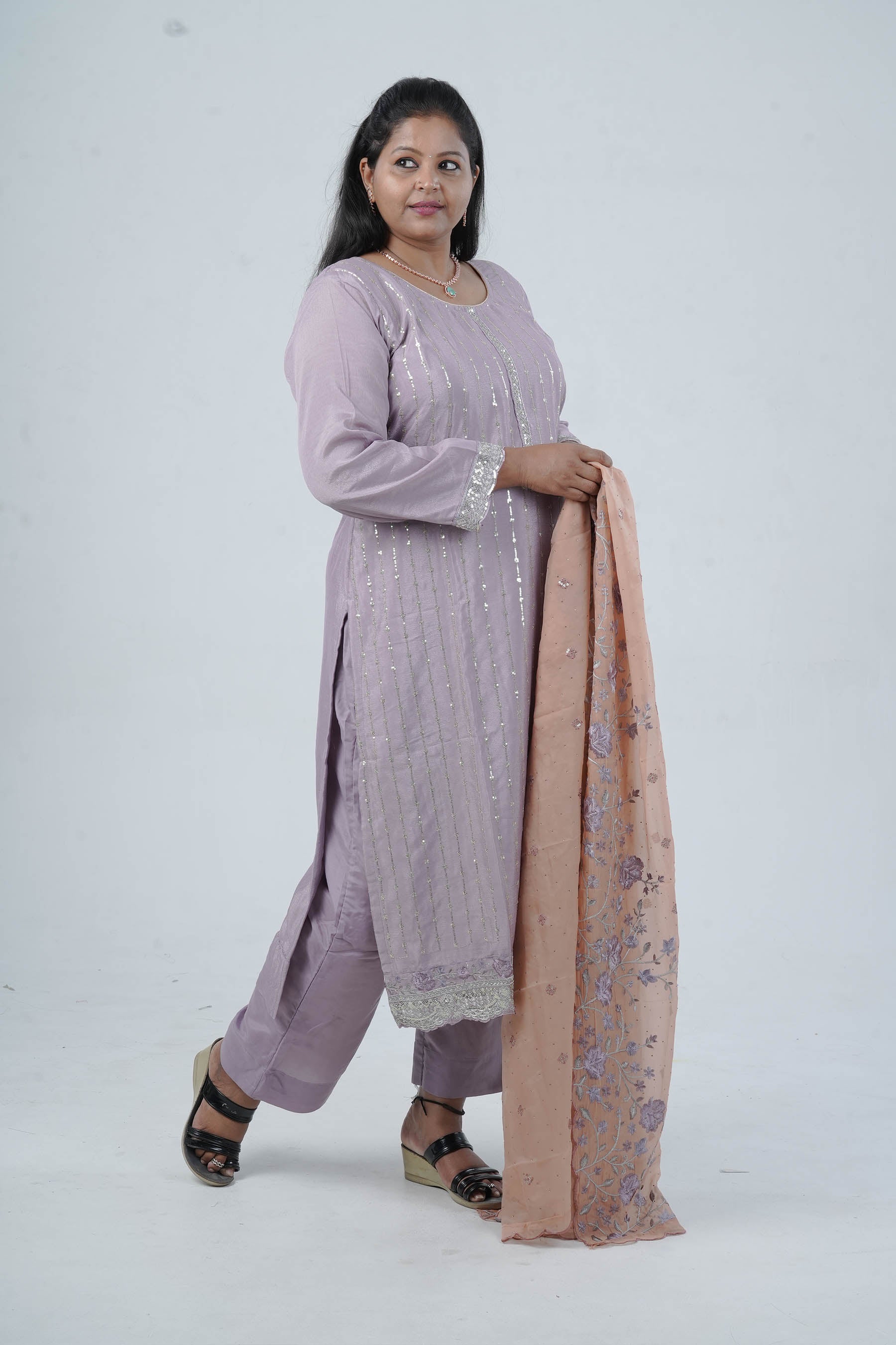 Embroidered Chinnon Kurti with Sequins | Stylish Ethnic Wear KURTI JCS Fashions