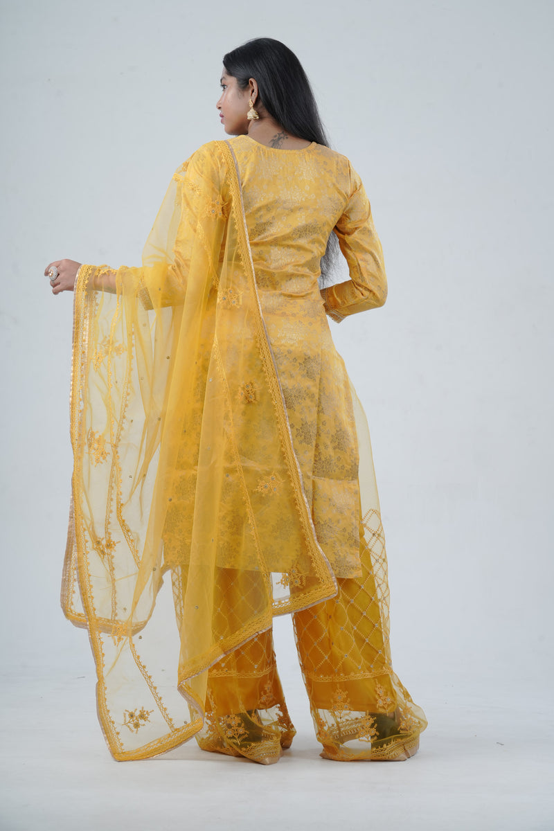 Elegant Embroidered Kurti Salwar Kameez with Matching Dupatta