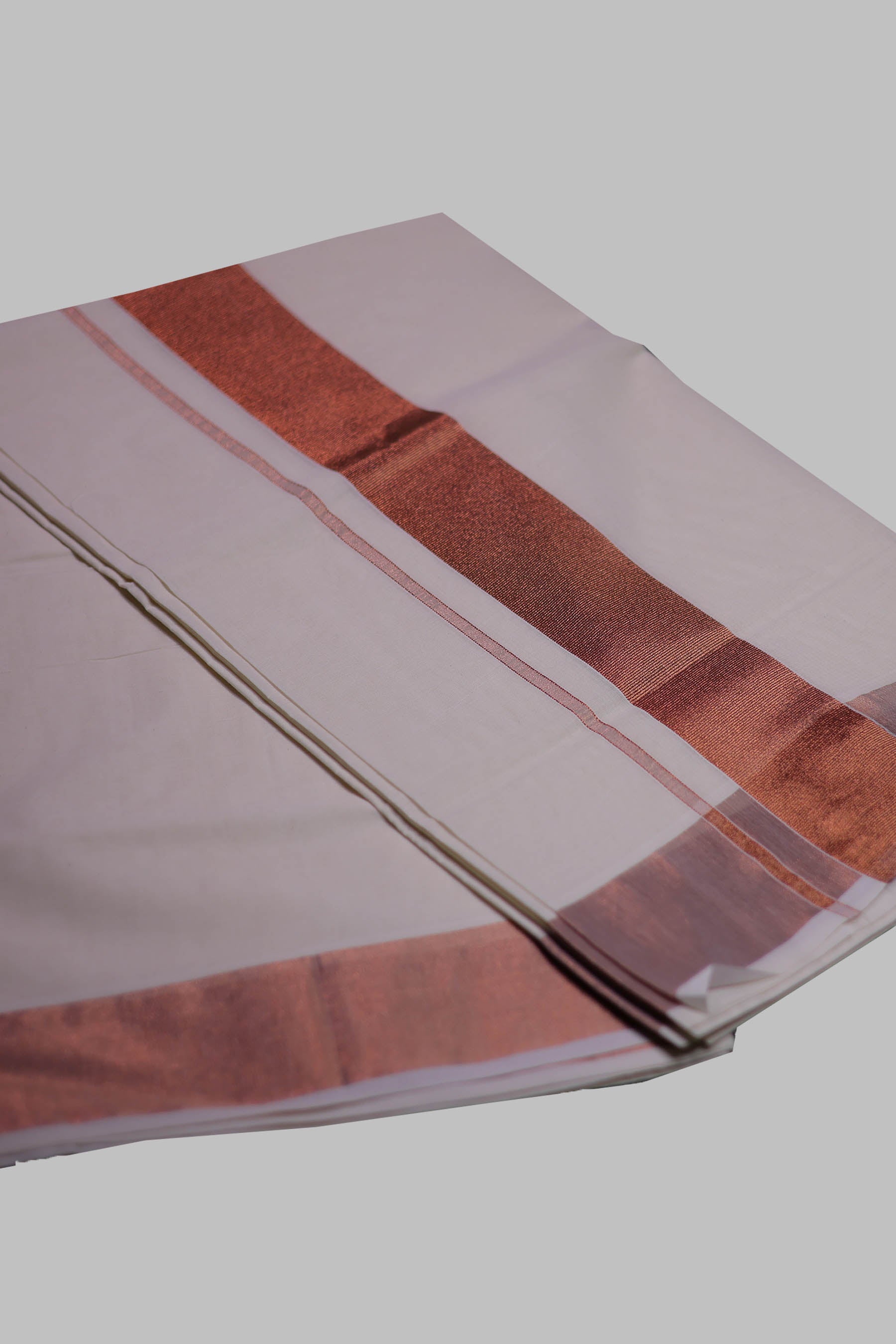 Authentic Kerala Cotton Saree with Rosecopper Zari Border Saree JCS Fashions